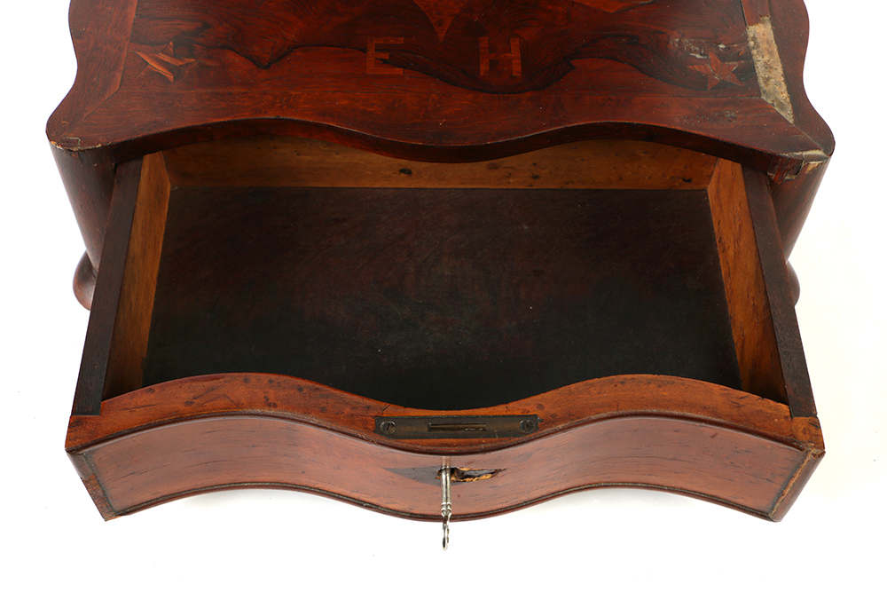 Antique Women's Dresser Mirror with Inlay Initials "SEH"