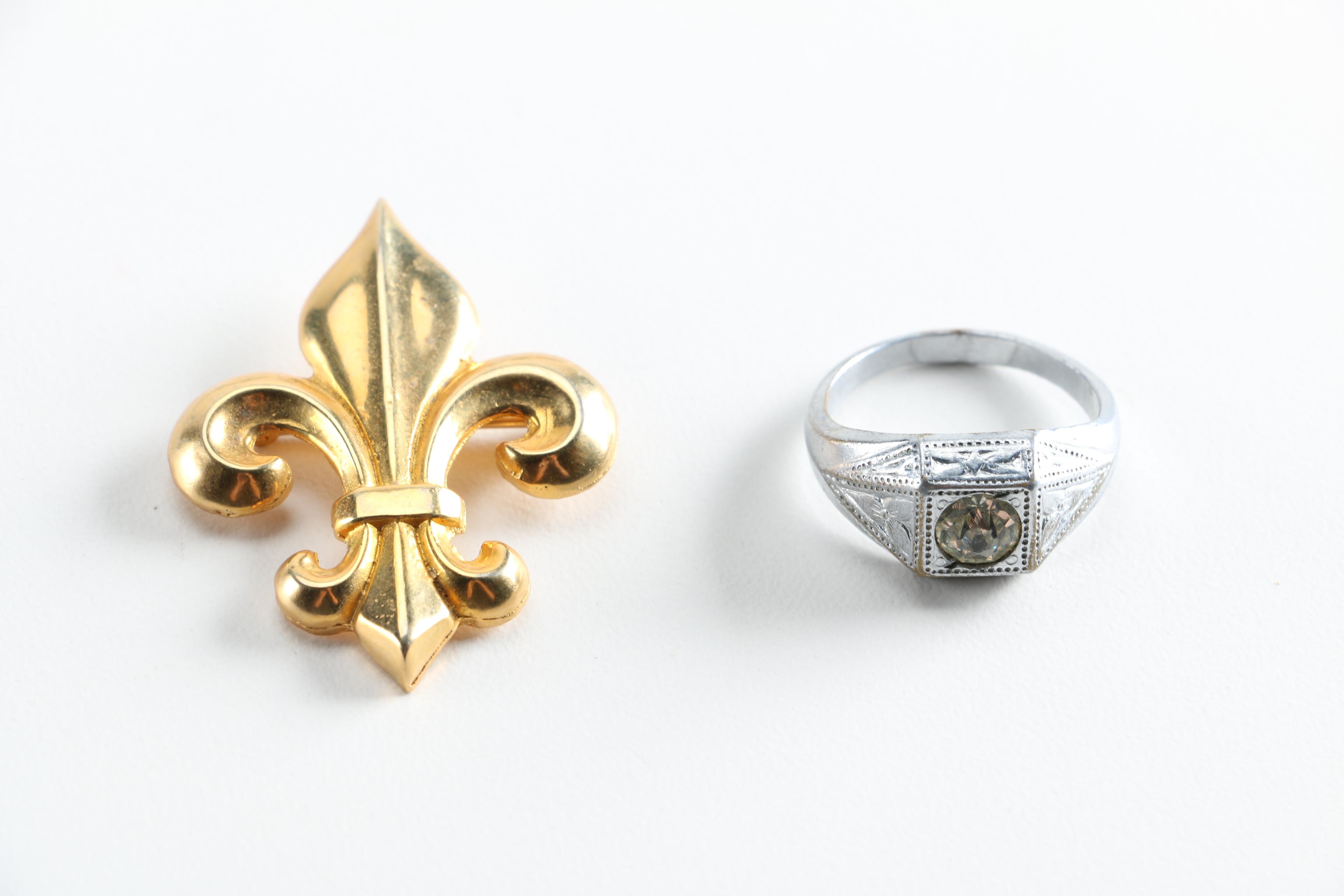 Assortment of Edwardian and Damascene Costume Jewelry