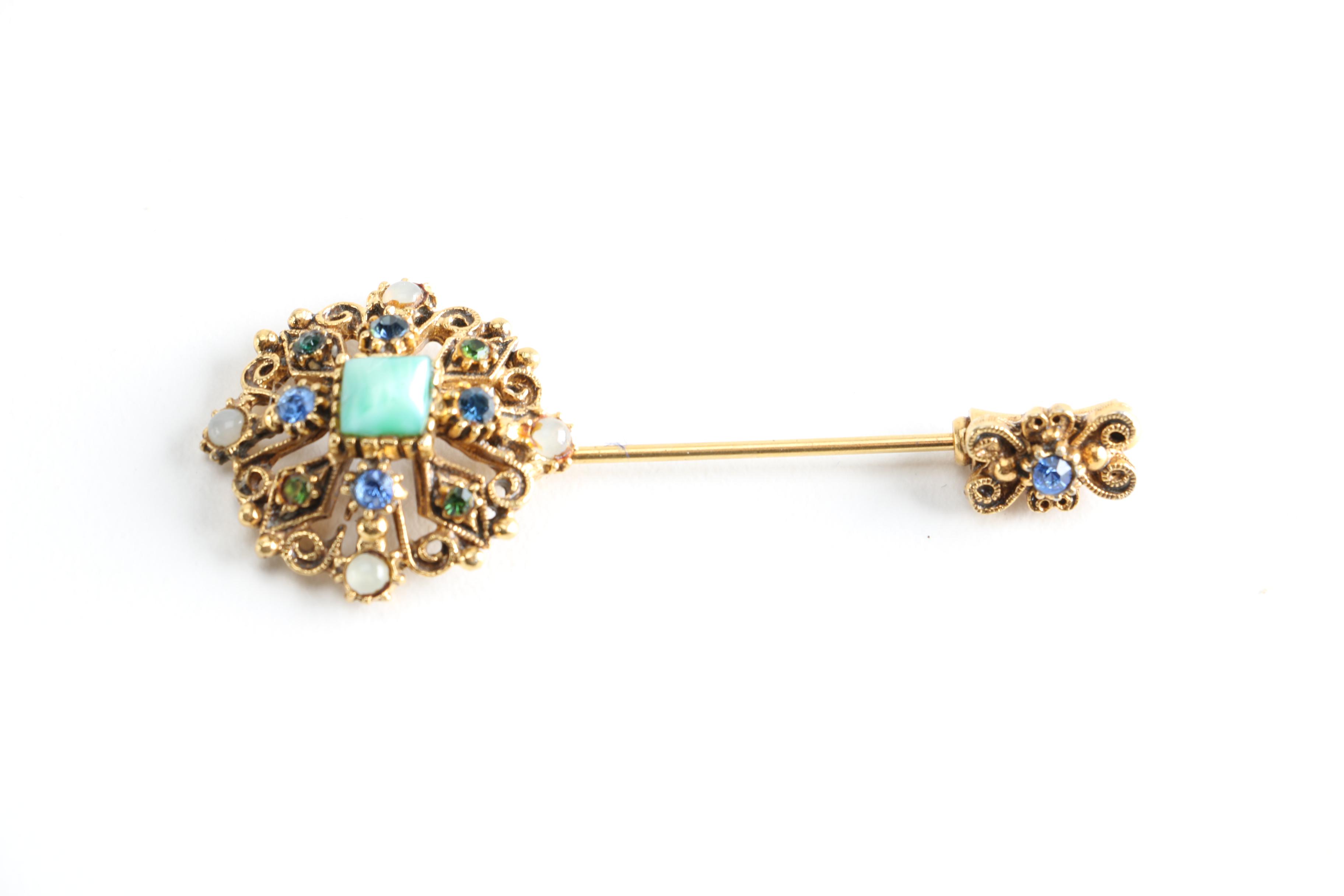 Assortment of Edwardian and Damascene Costume Jewelry