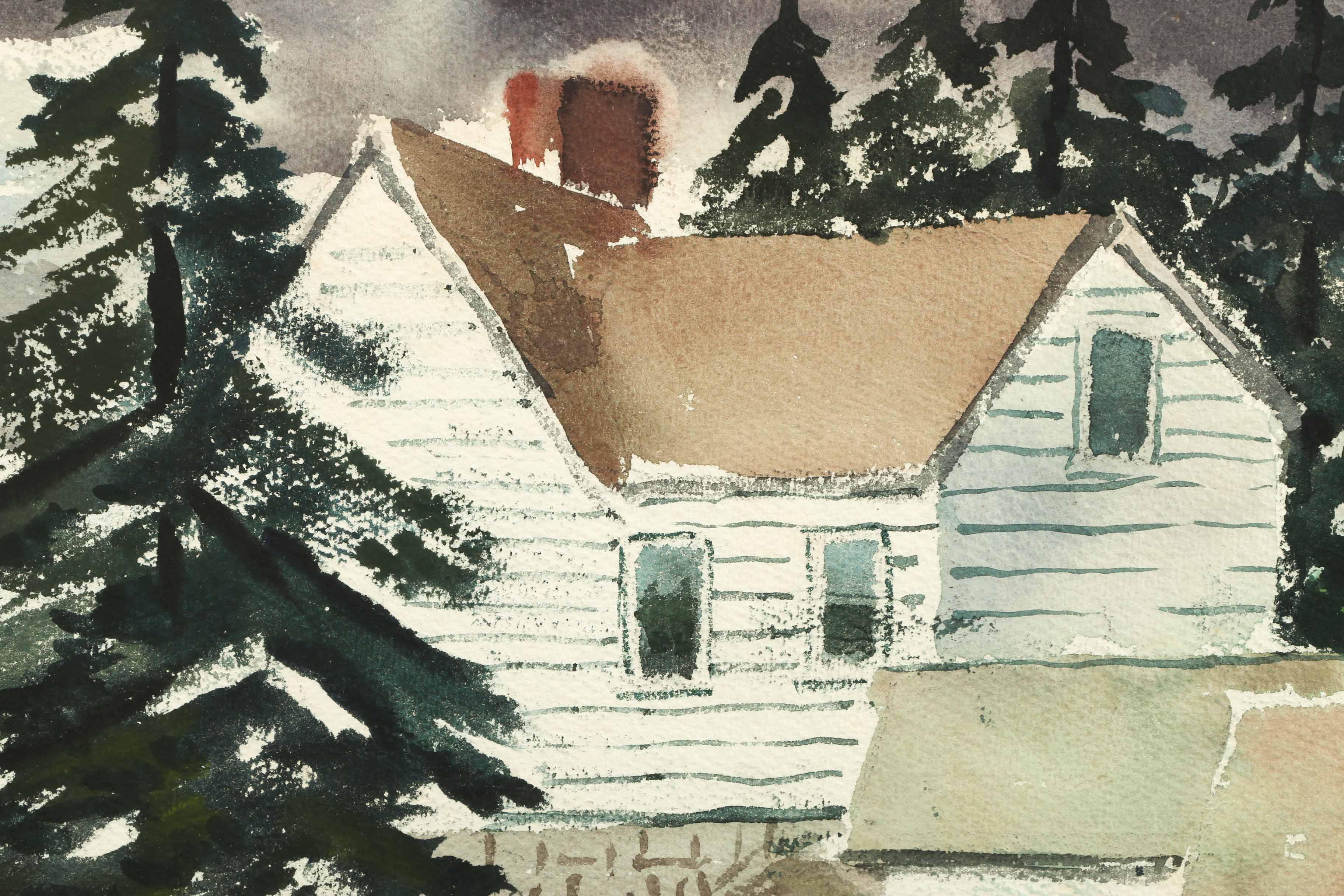 Arthur Helwig Watercolor on Paper of a House Along the Water