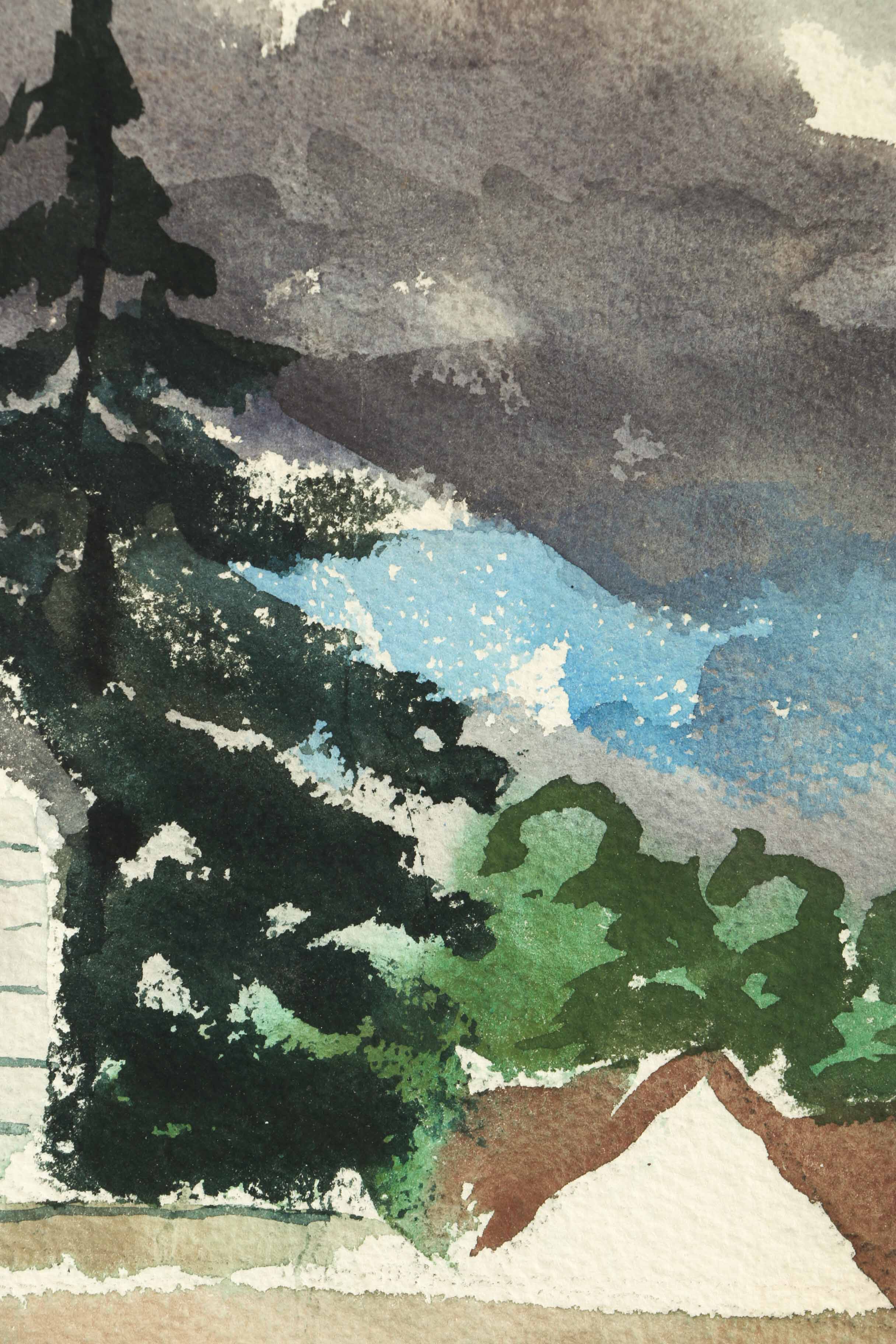 Arthur Helwig Watercolor on Paper of a House Along the Water