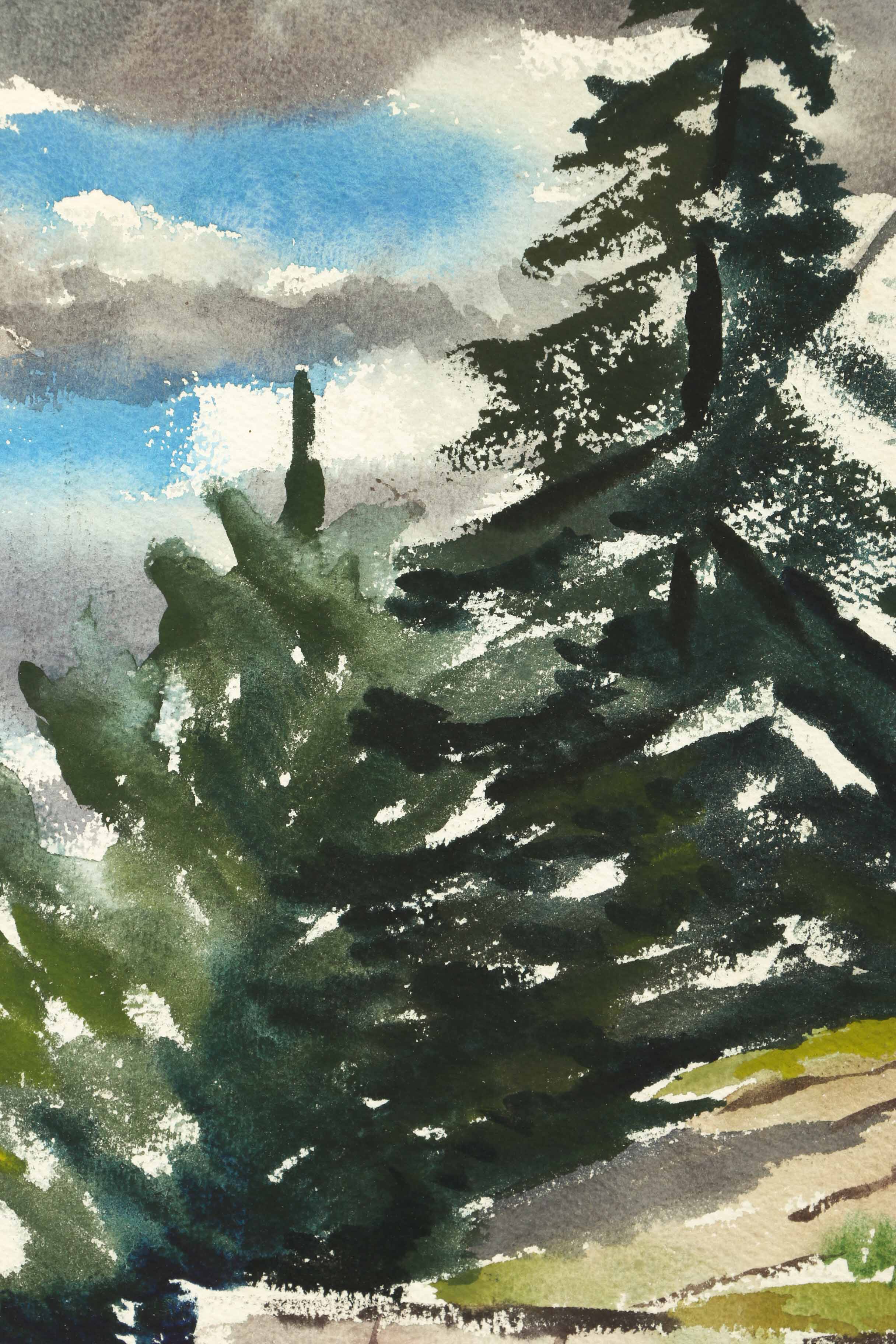 Arthur Helwig Watercolor on Paper of a House Along the Water