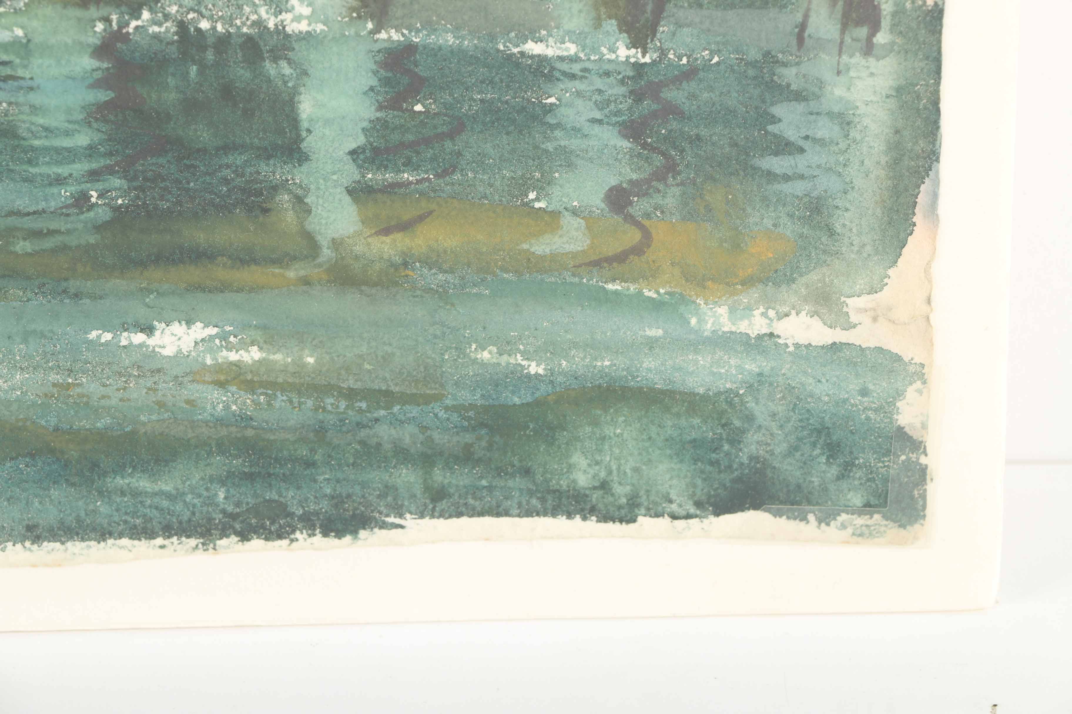 Arthur Helwig Watercolor on Paper of a House Along the Water