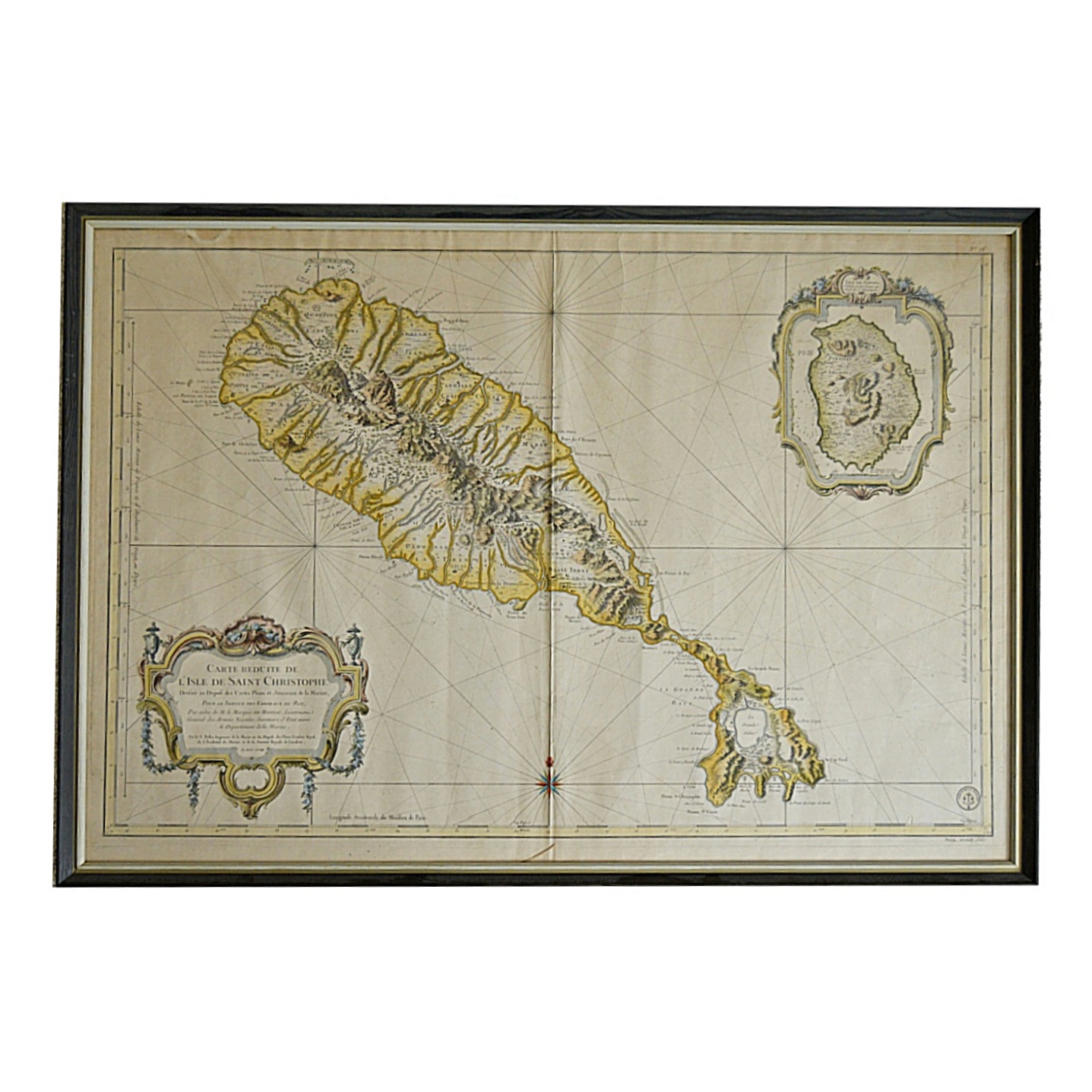 1758 French Engraved Map of L'Isle de Saint Christophe