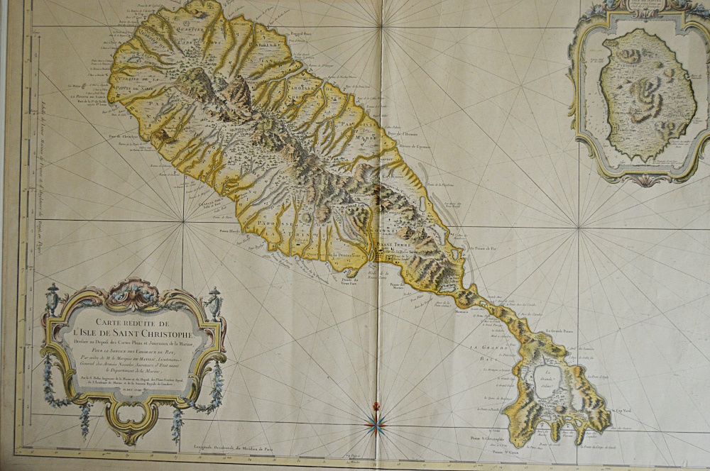 1758 French Engraved Map of L'Isle de Saint Christophe