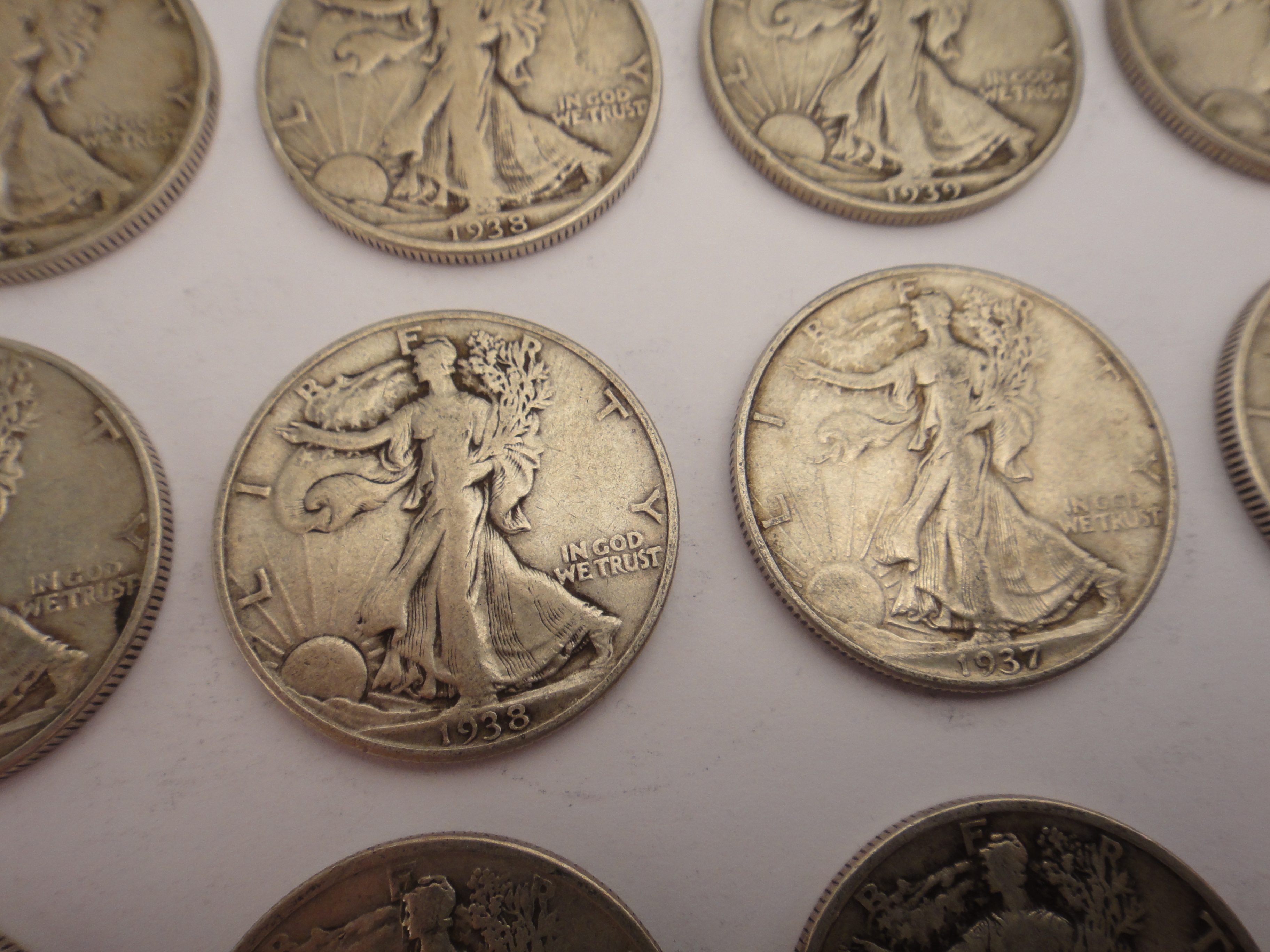 20 Silver Walking Liberty Half Dollars 1930s