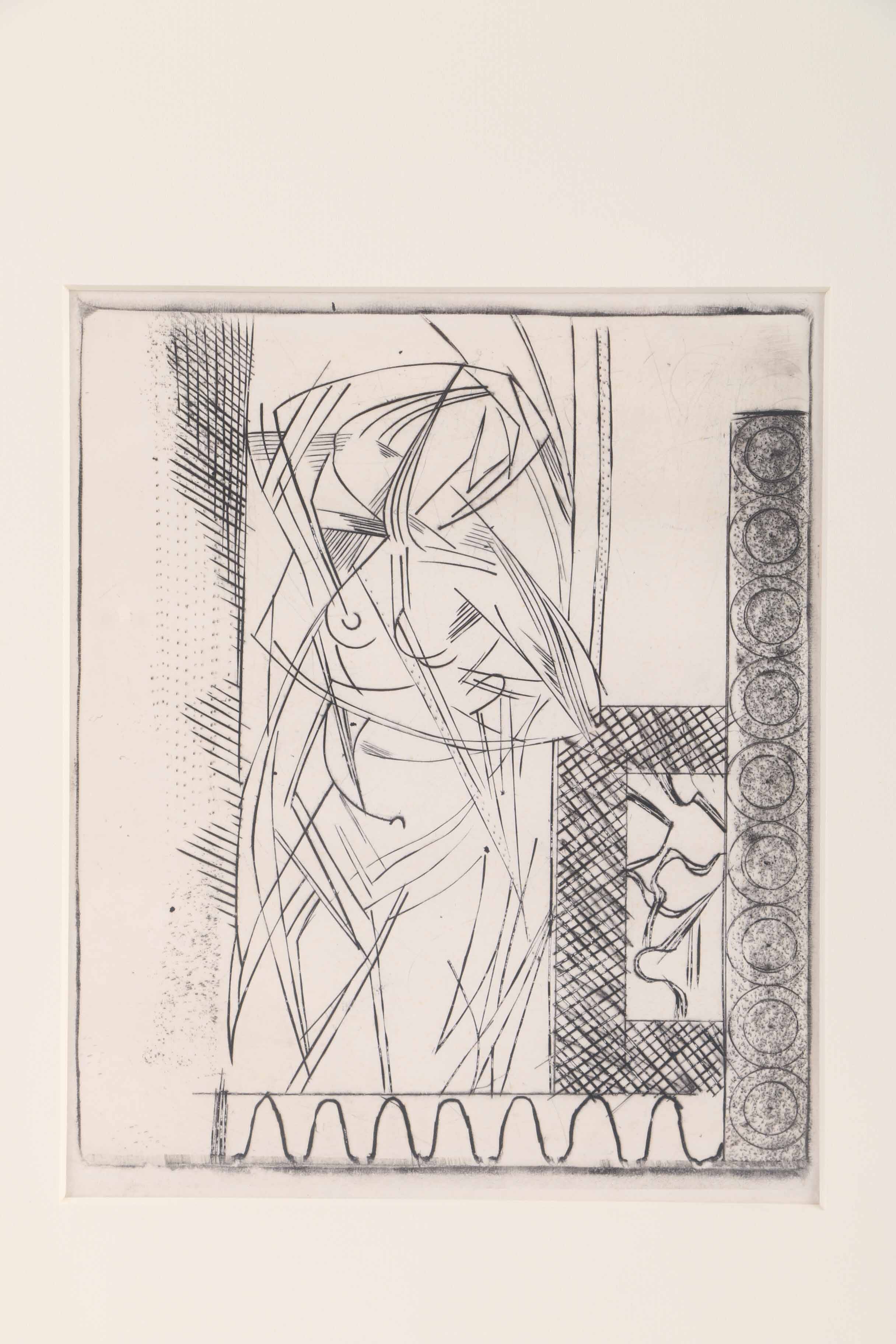 Arthur Helwig Engraving on Paper of Abstract Figure