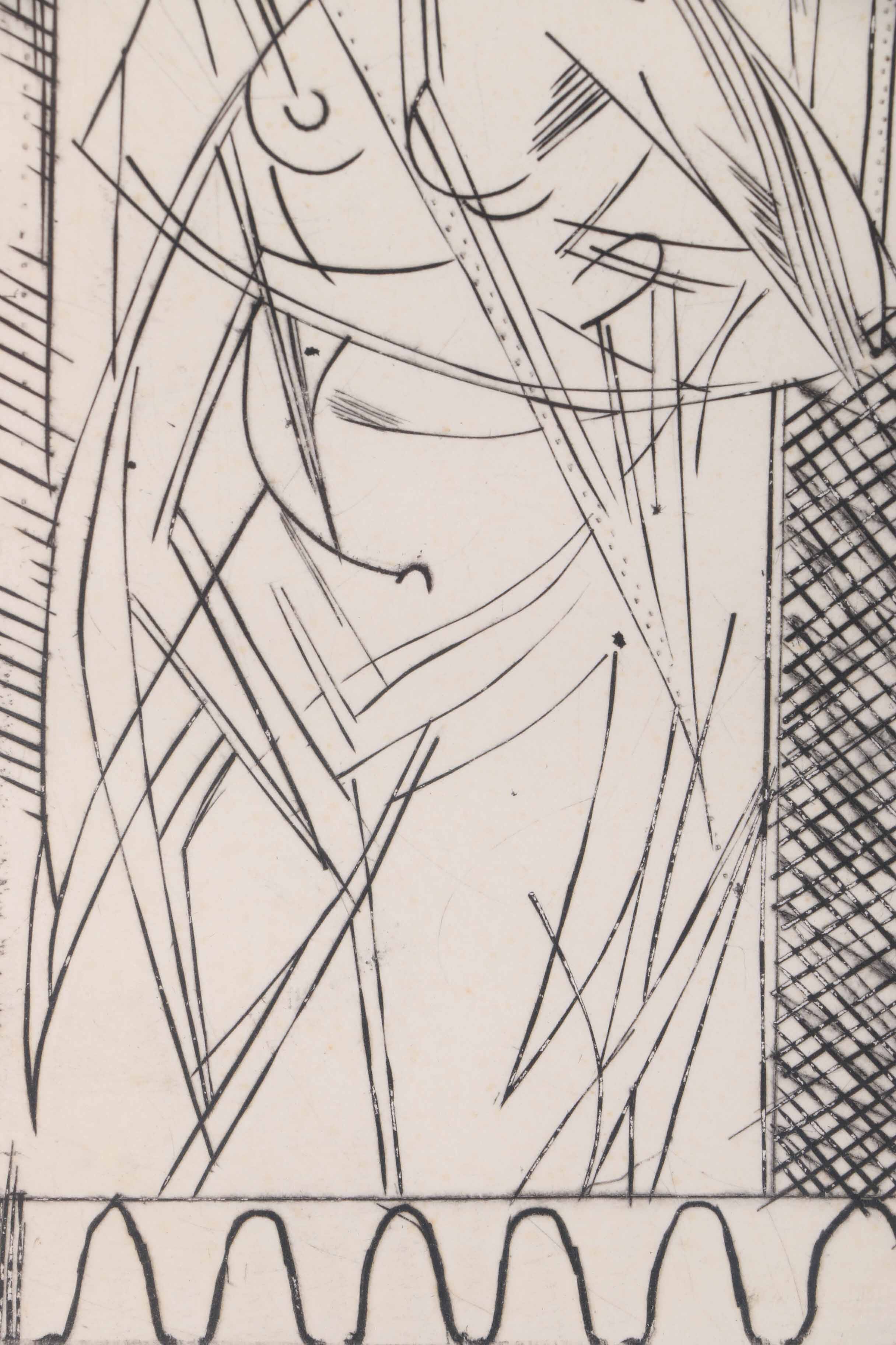 Arthur Helwig Engraving on Paper of Abstract Figure