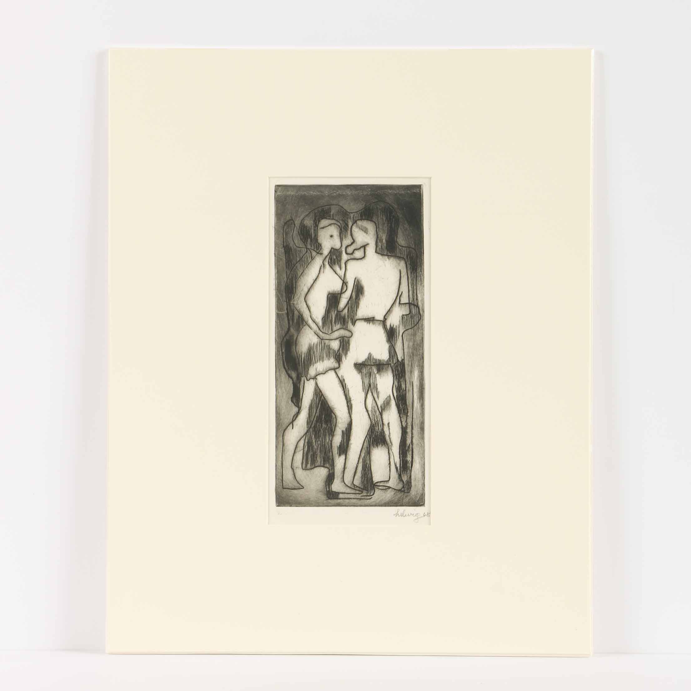 Arthur Helwig Drypoint Etching on Paper "Bathers"