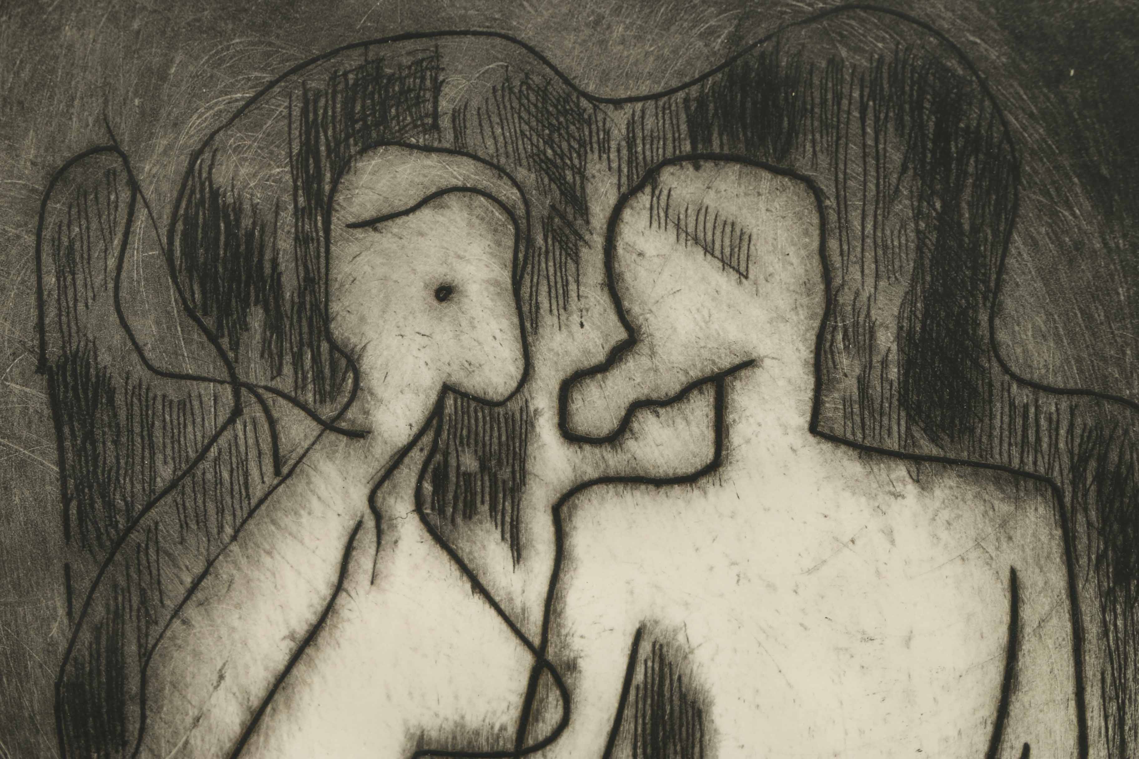 Arthur Helwig Drypoint Etching on Paper "Bathers"