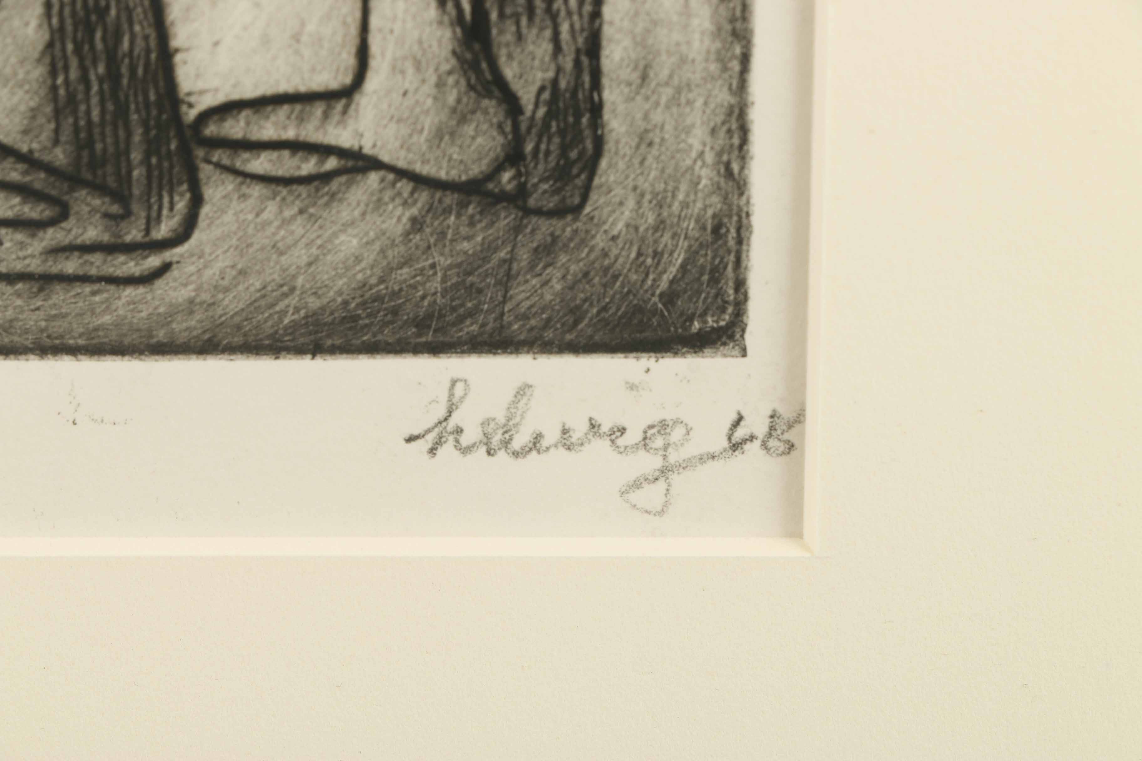 Arthur Helwig Drypoint Etching on Paper "Bathers"