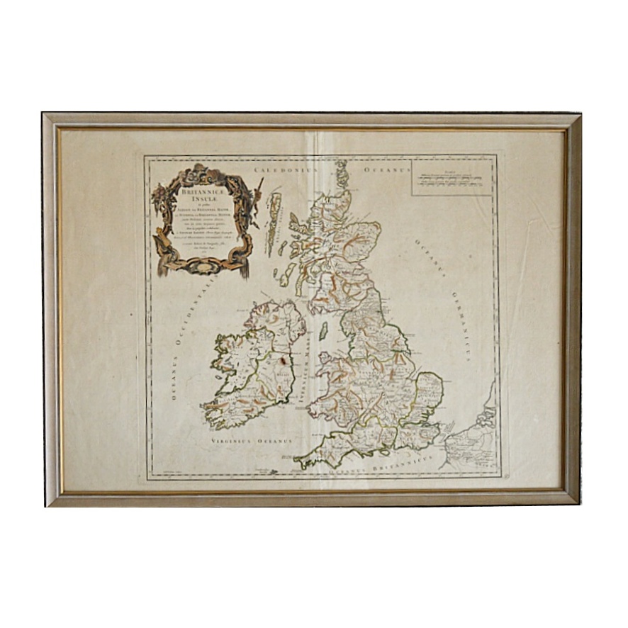 1750 French Engraved Map titled "Britannicae Insulae"