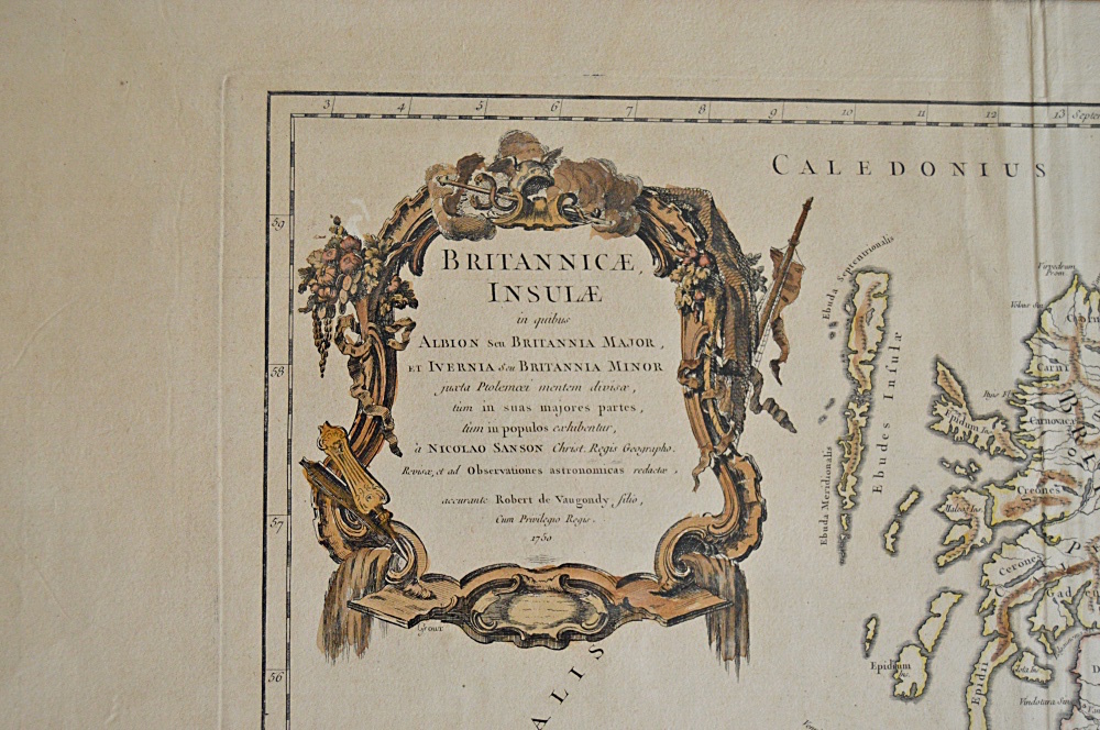 1750 French Engraved Map titled "Britannicae Insulae"