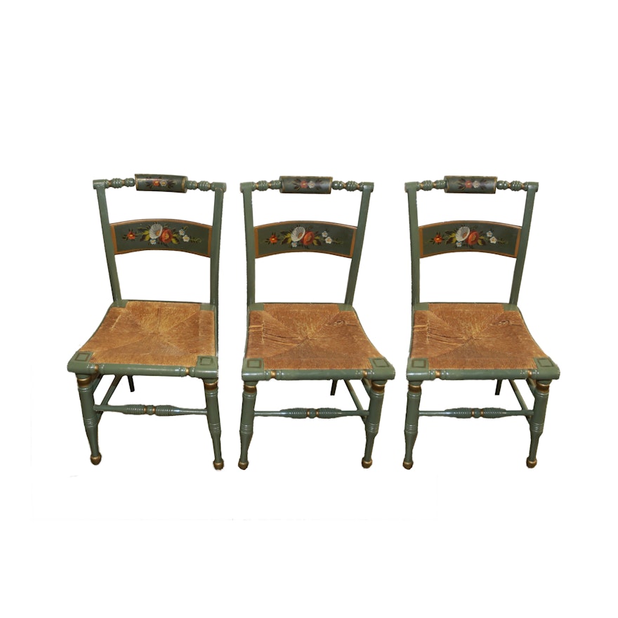 Three Hand-Painted  Hitchcock Style Chairs