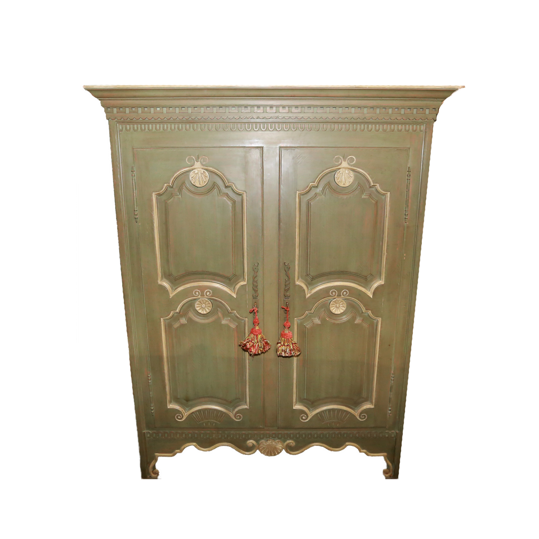 Baker Furniture Olive Painted Wooden Dresser