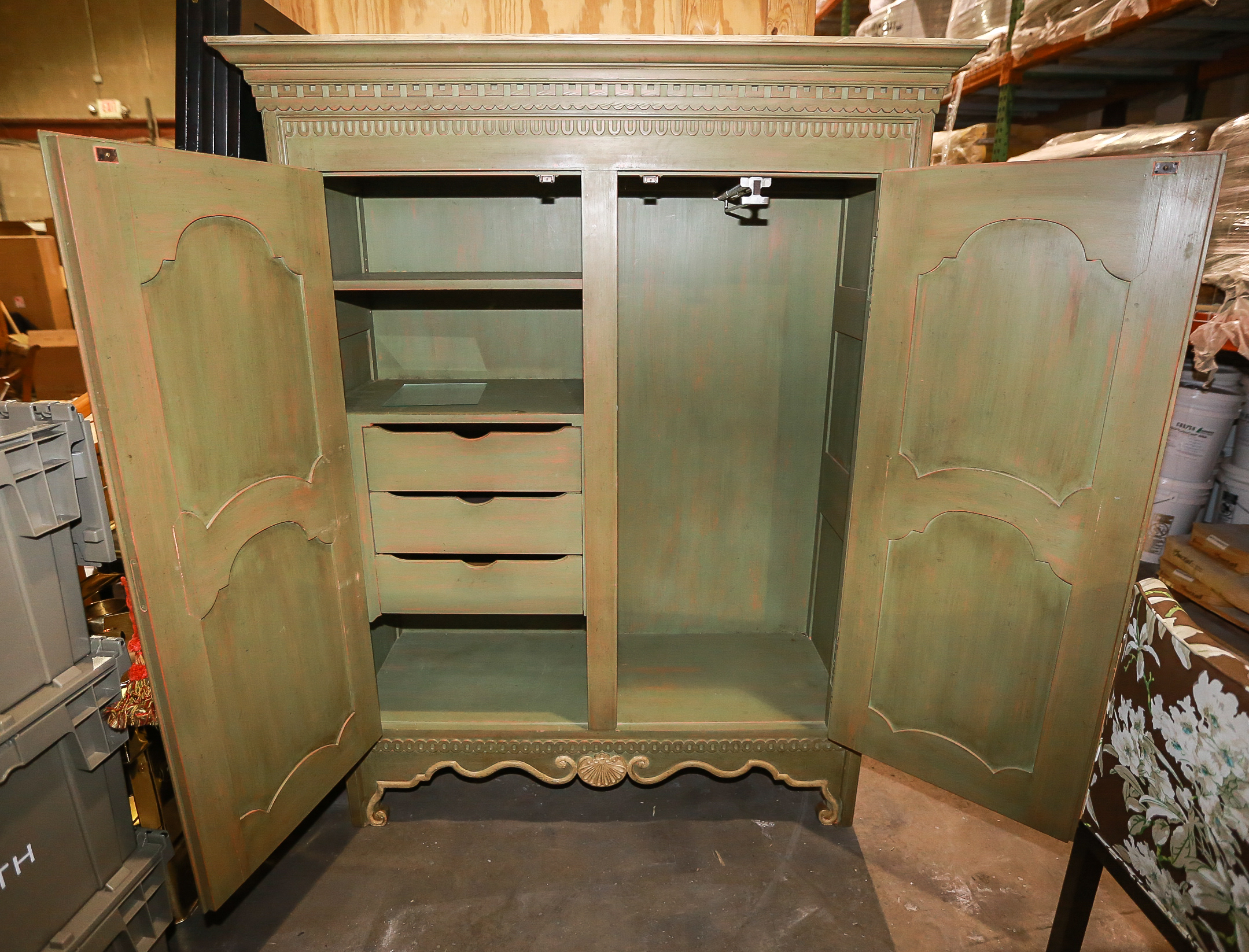 Baker Furniture Olive Painted Wooden Dresser
