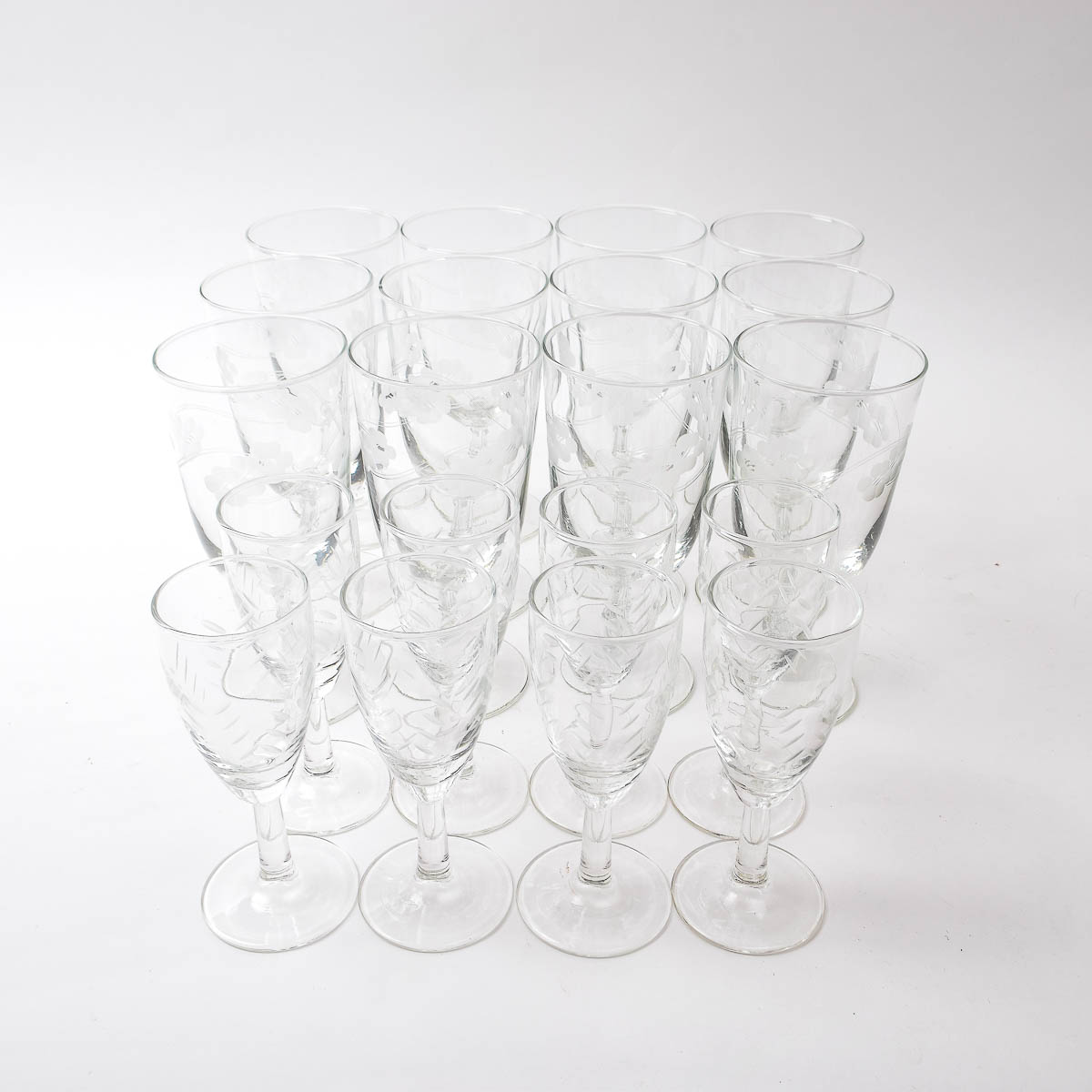 Etched Grapevine Wine Goblets