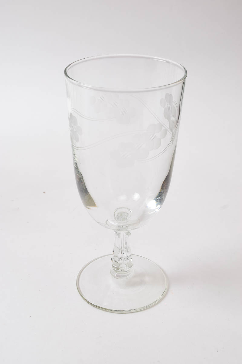 Etched Grapevine Wine Goblets
