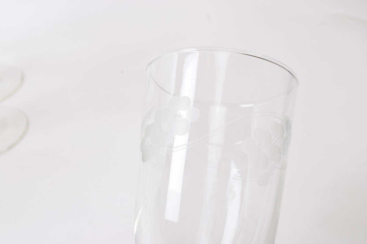 Etched Grapevine Wine Goblets