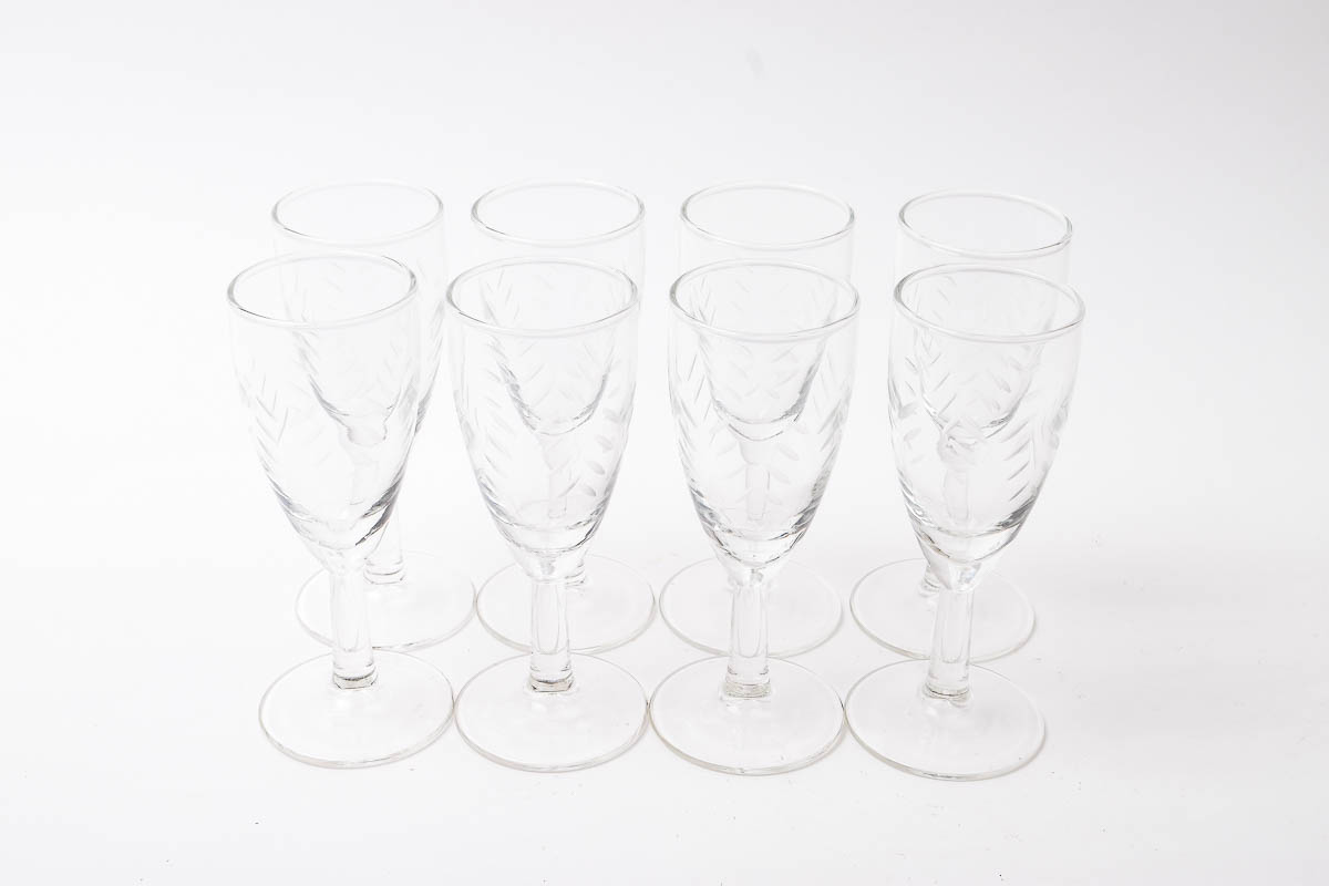 Etched Grapevine Wine Goblets