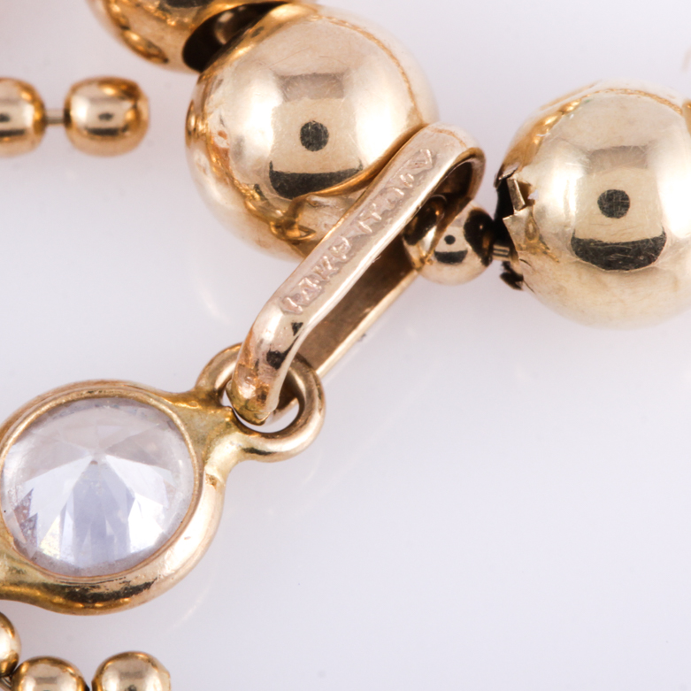 Italian 14K Yellow Gold and Colored Cubic Zirconia Pendant Necklace