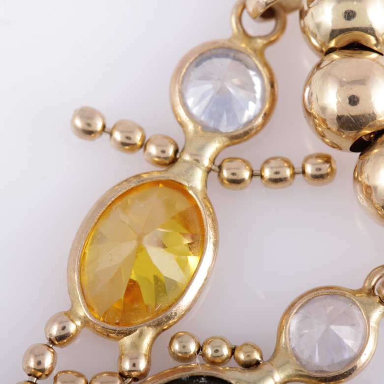 Italian 14K Yellow Gold and Colored Cubic Zirconia Pendant Necklace