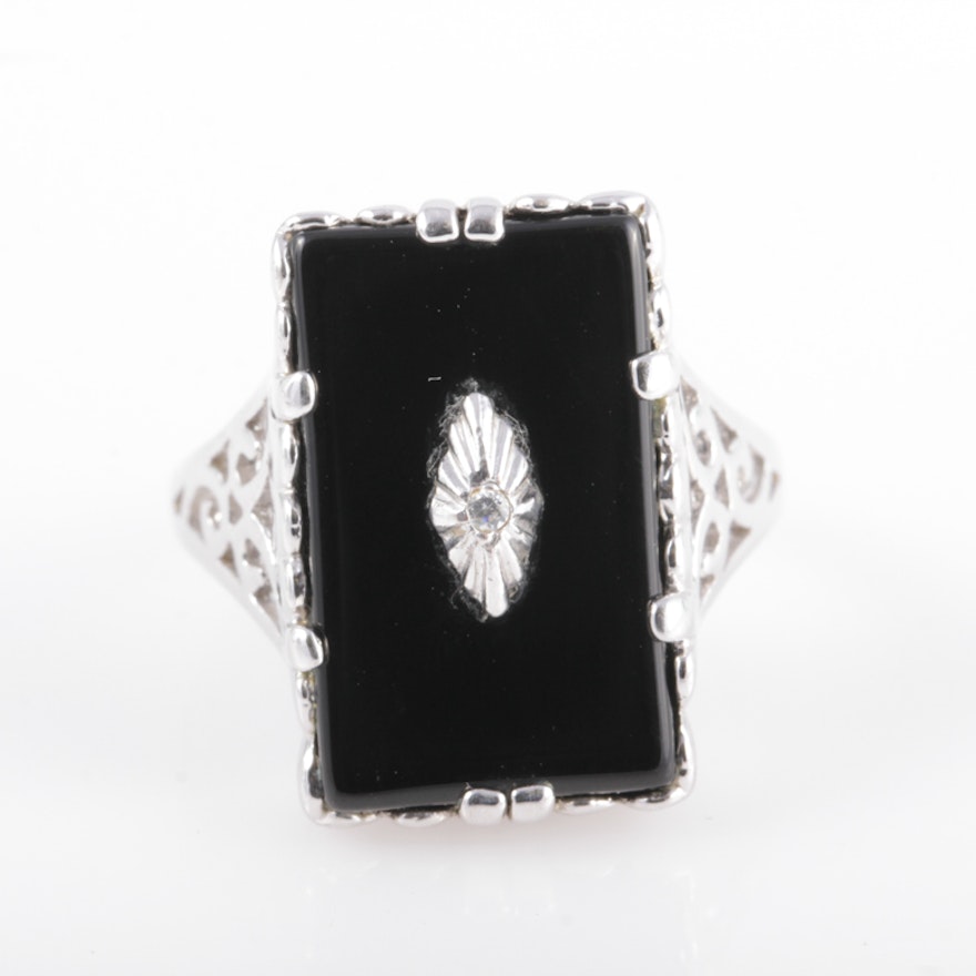 Sterling Silver and Onyx Statement Ring