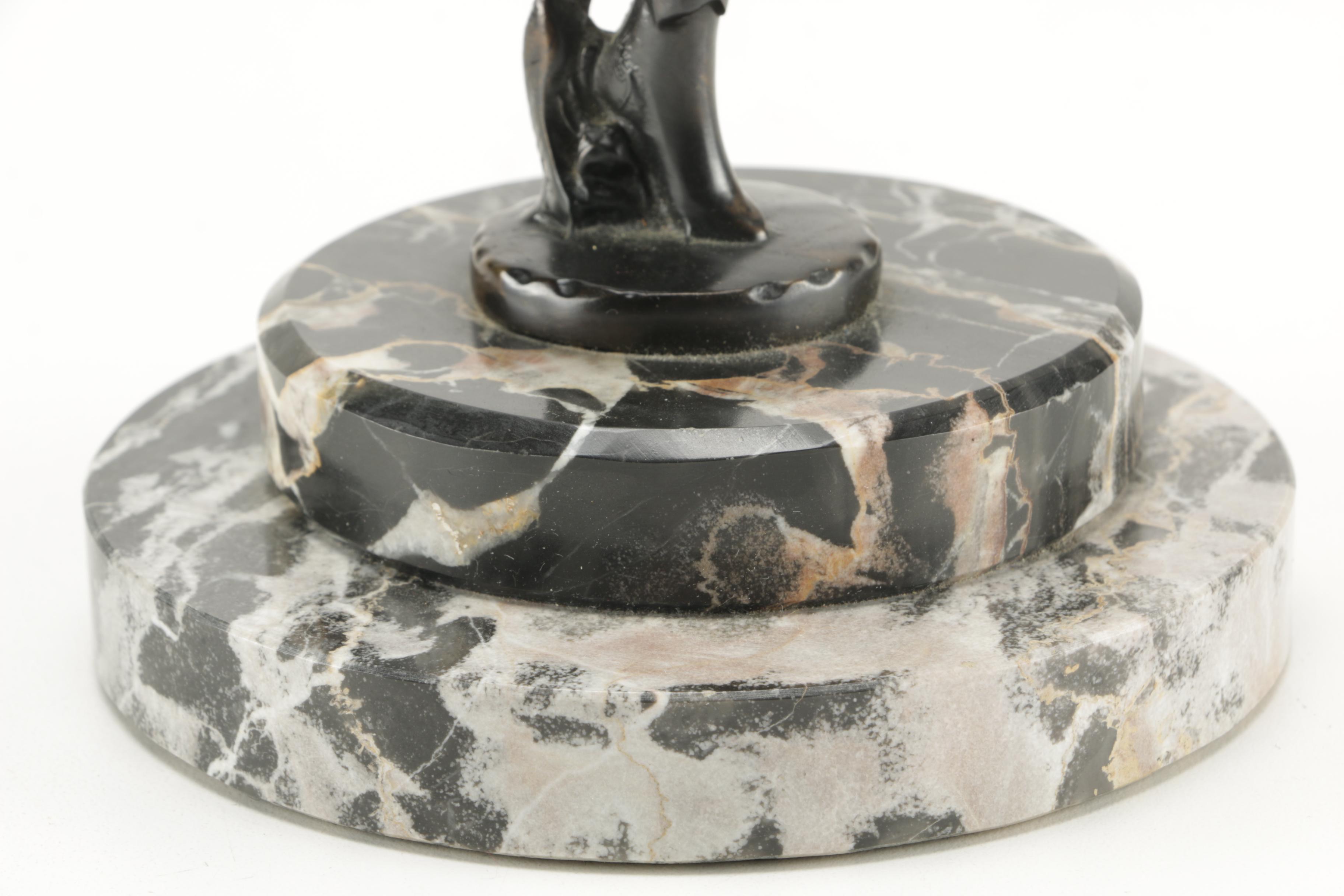 Art Deco Bronze Female Figurine in Black Suit