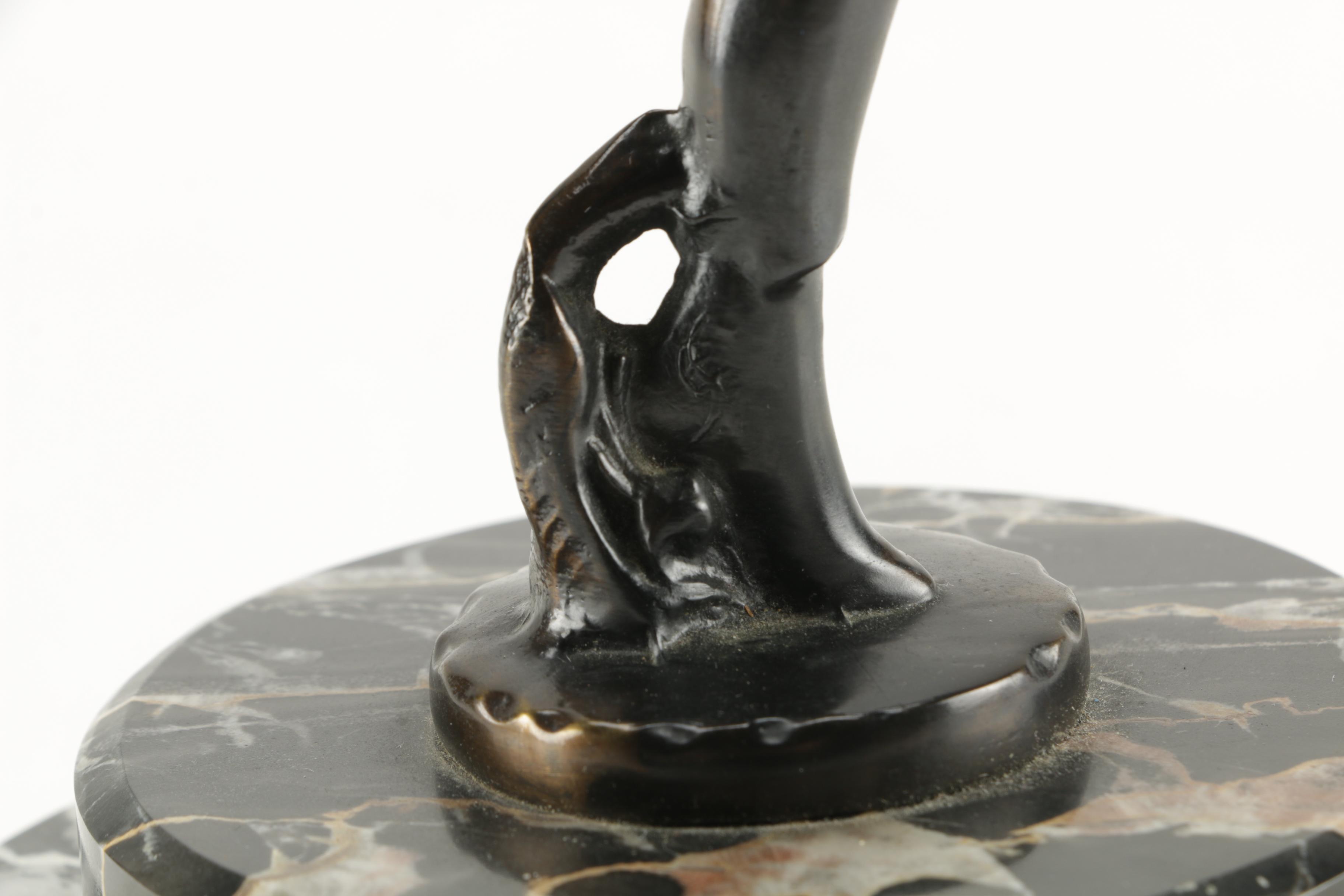 Art Deco Bronze Female Figurine in Black Suit