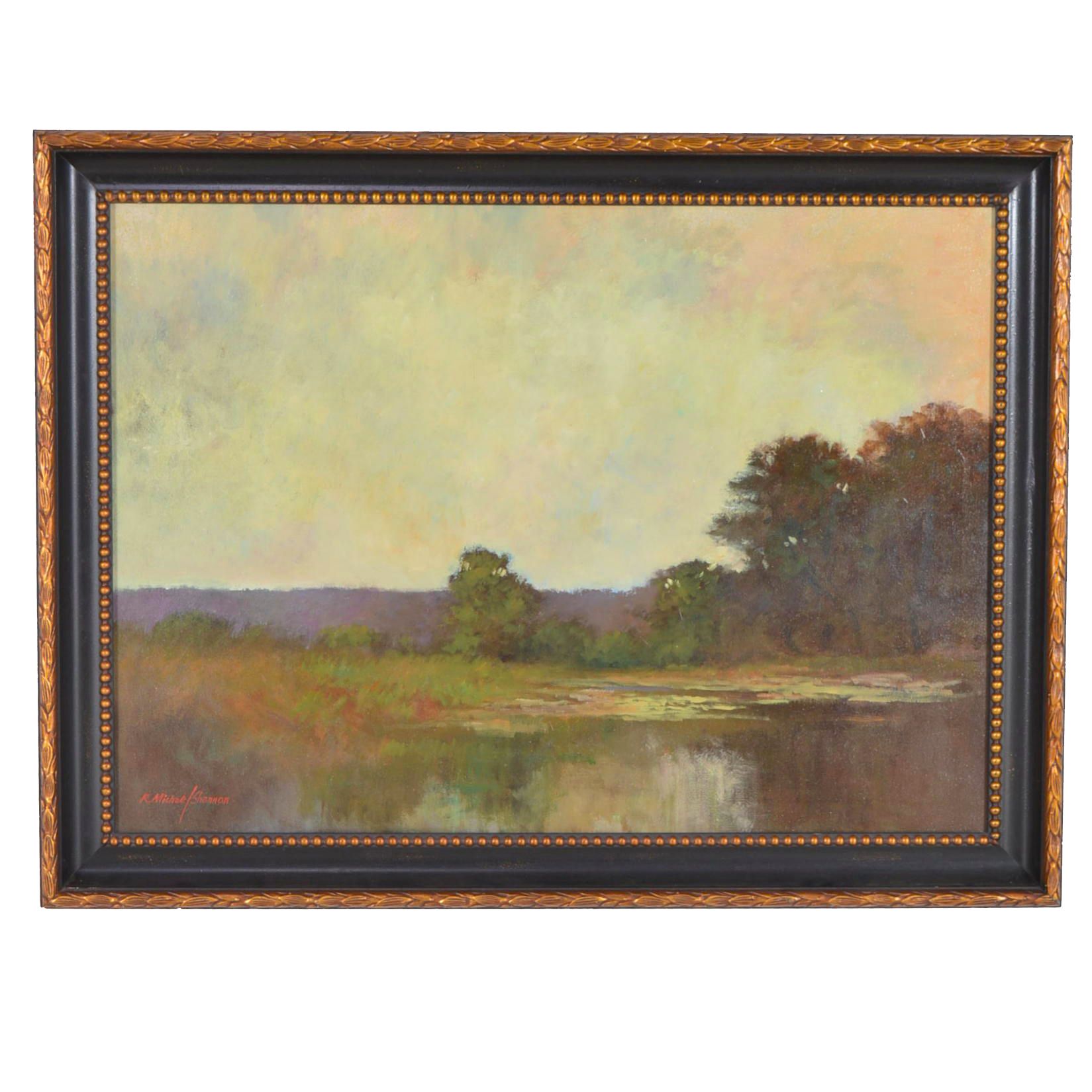 R. Michael Shannon Large Oil Painting of Landscape