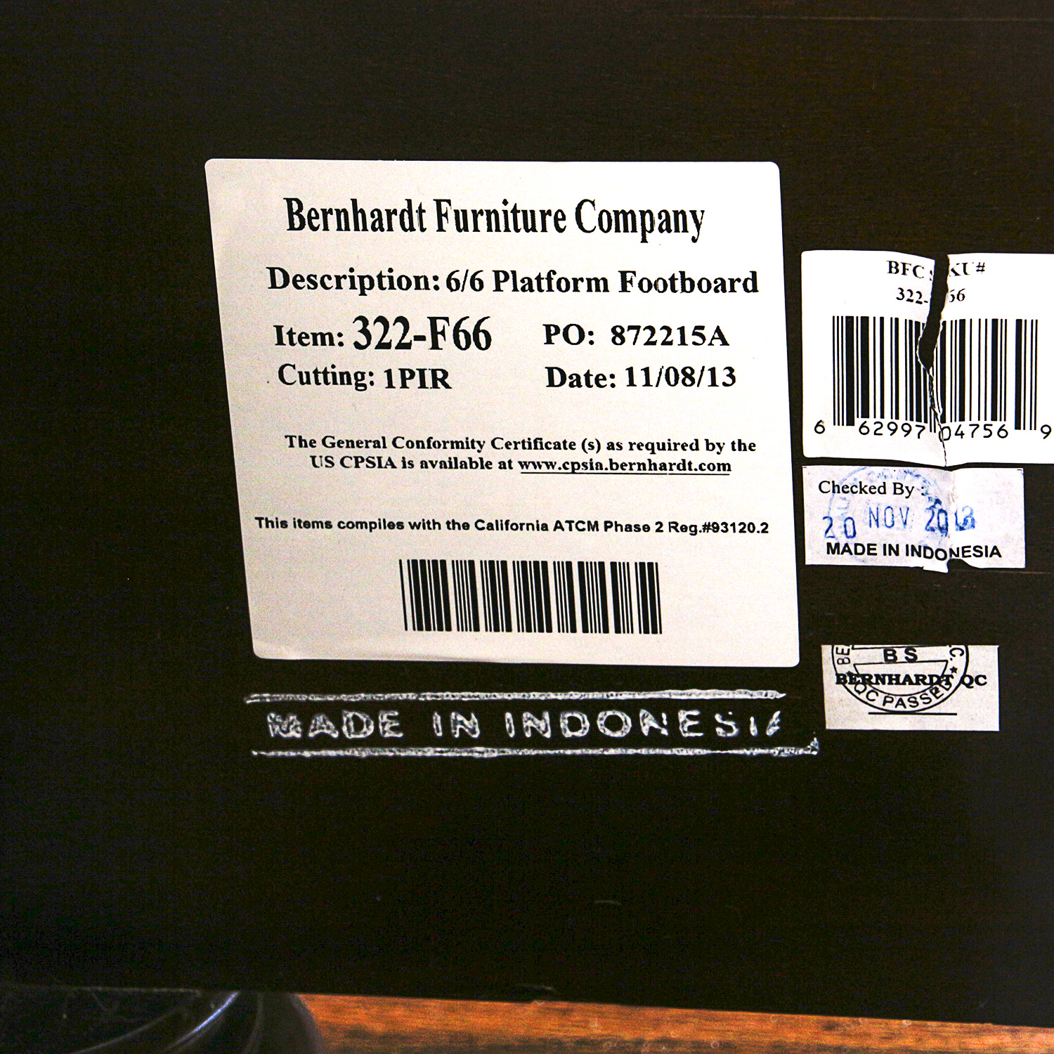 Bernhardt Furniture Hardwood King Size Headboard and Bed Frame