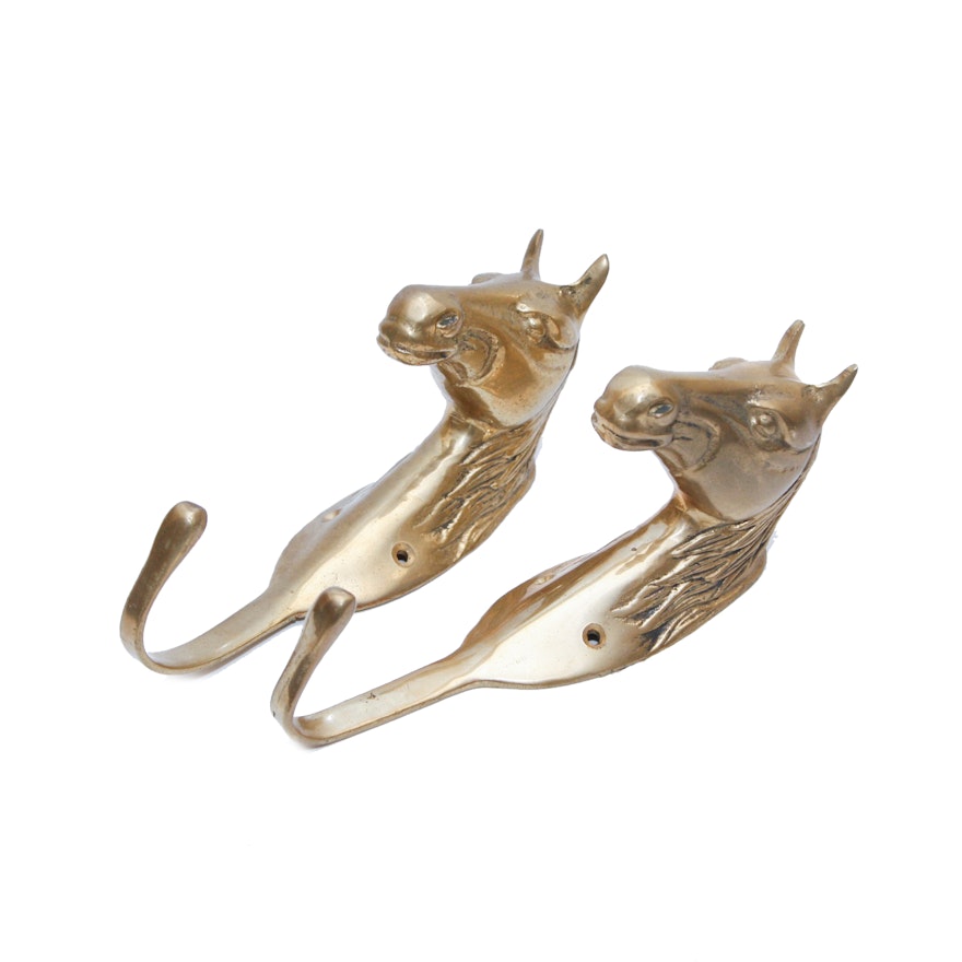 Pair of Cast Brass Equestrian Hooks