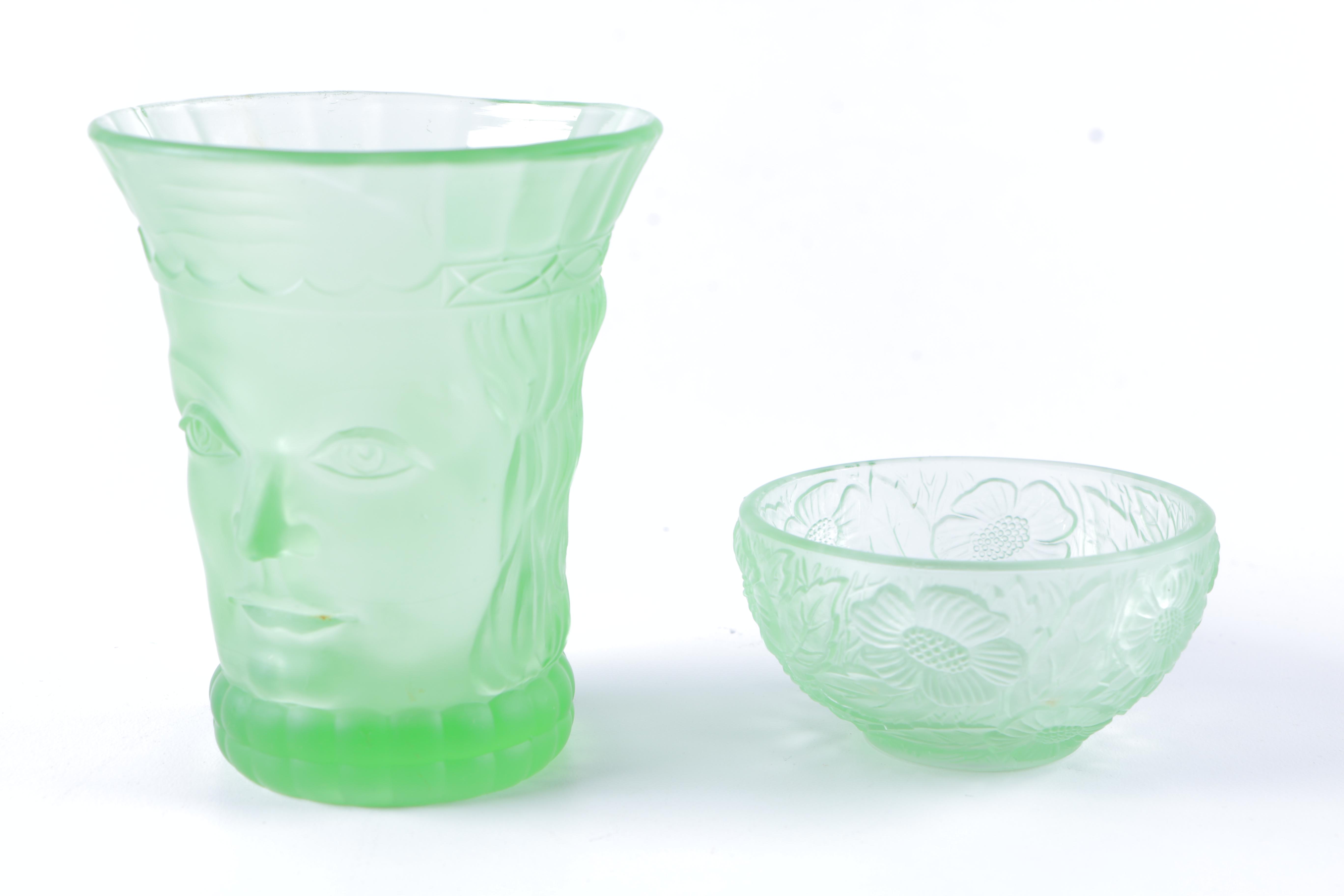 Vintage Colored Glasses and Bowl