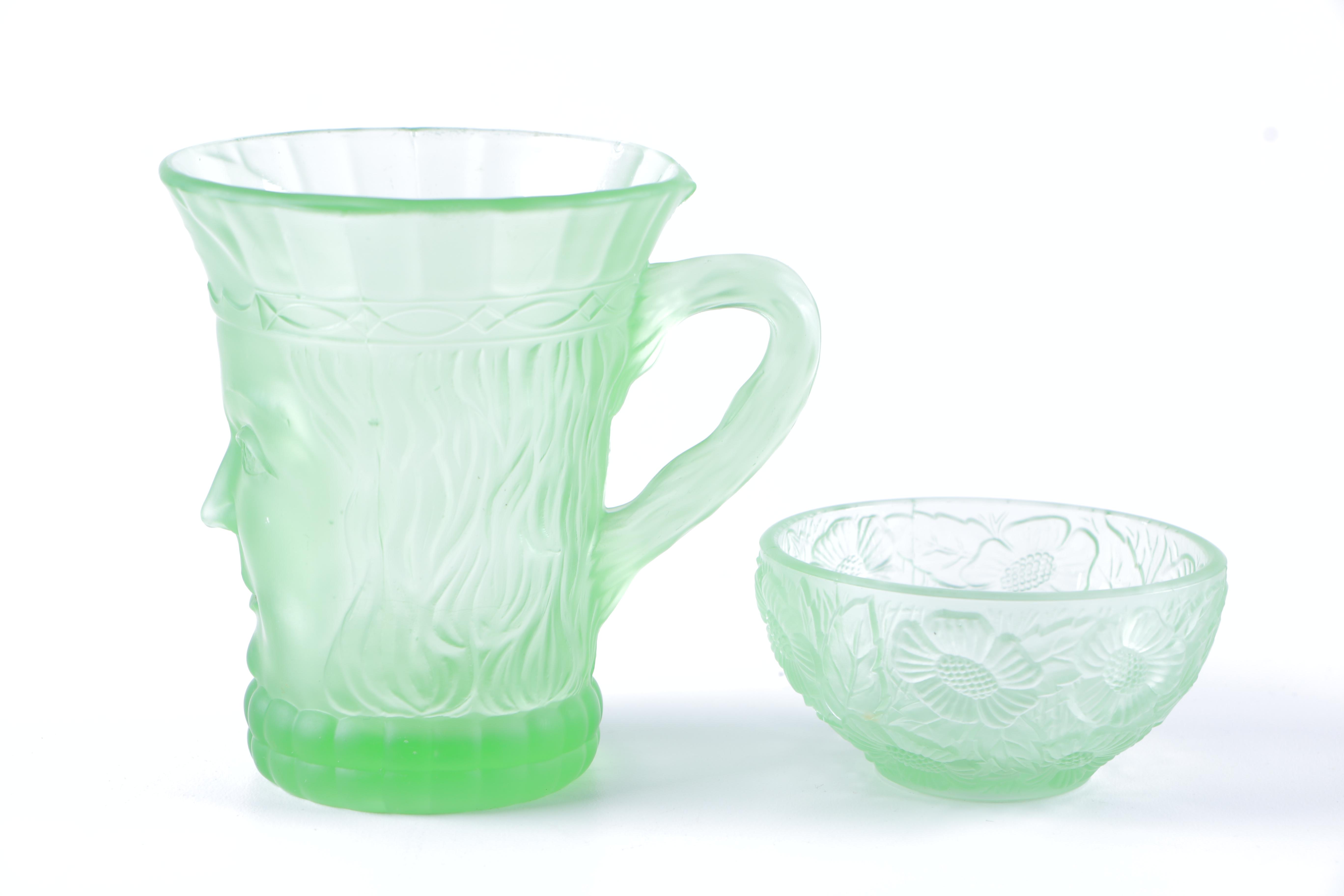 Vintage Colored Glasses and Bowl