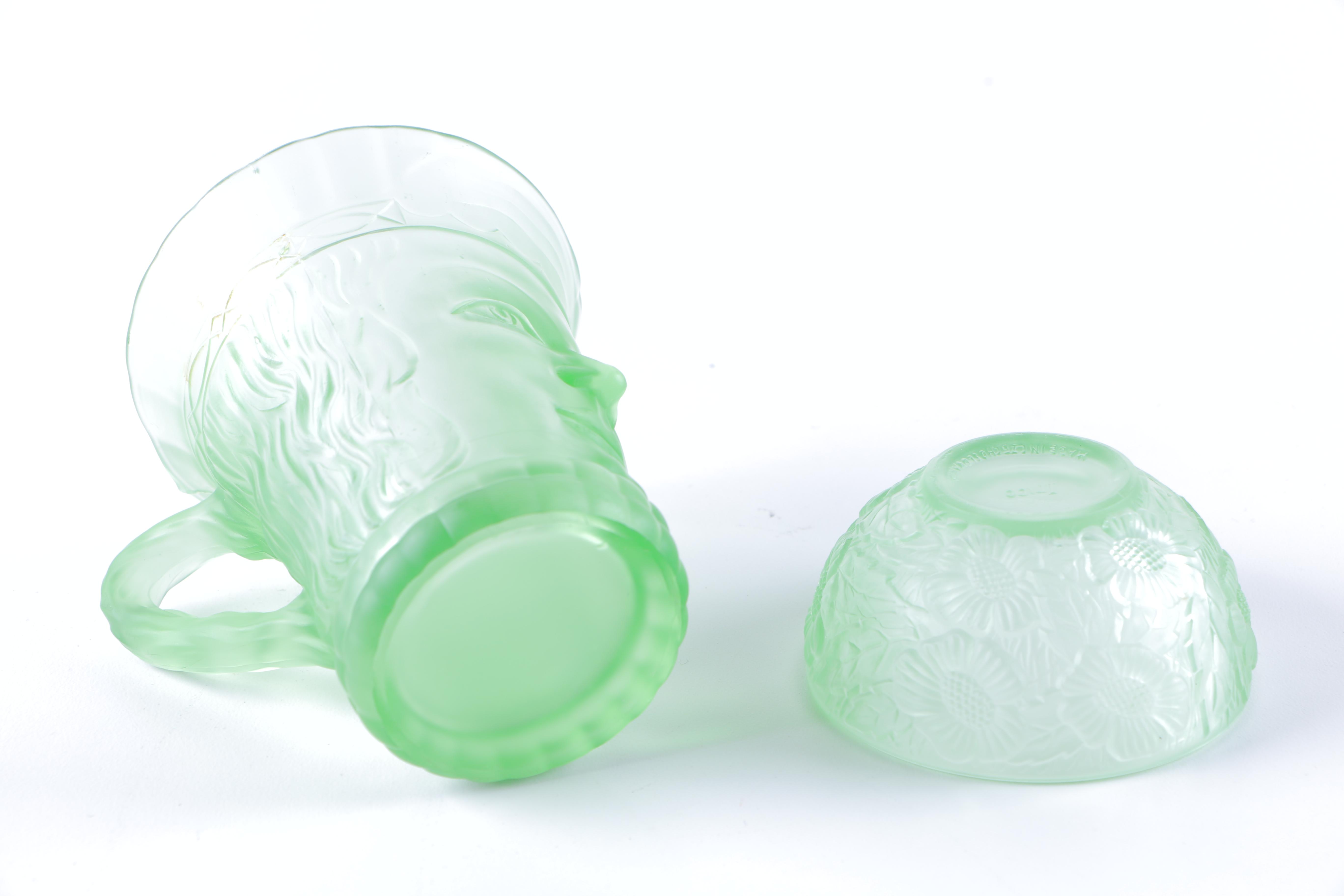 Vintage Colored Glasses and Bowl