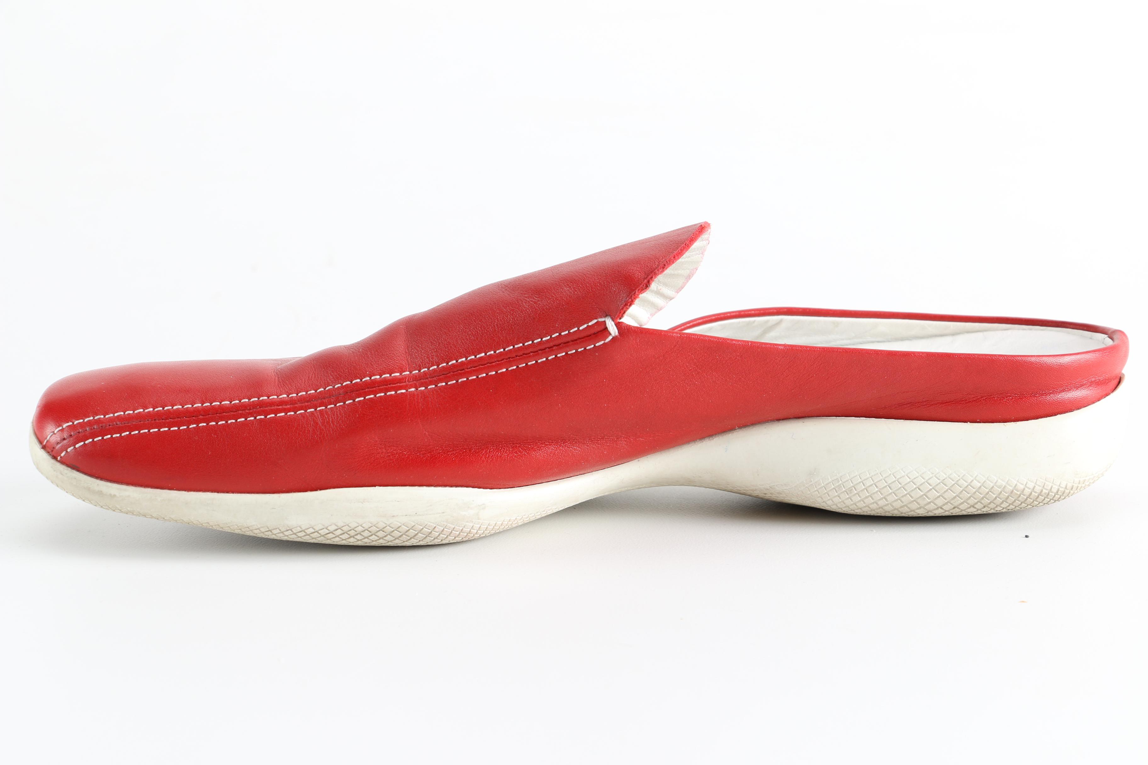 Prada Red Leather Mules