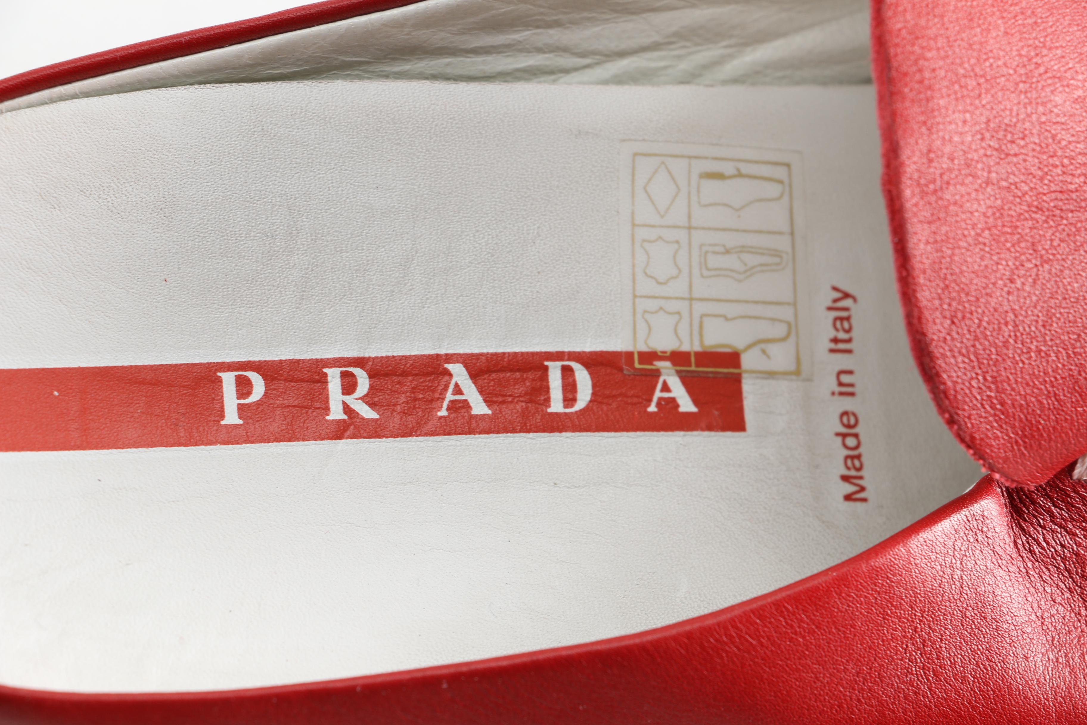 Prada Red Leather Mules