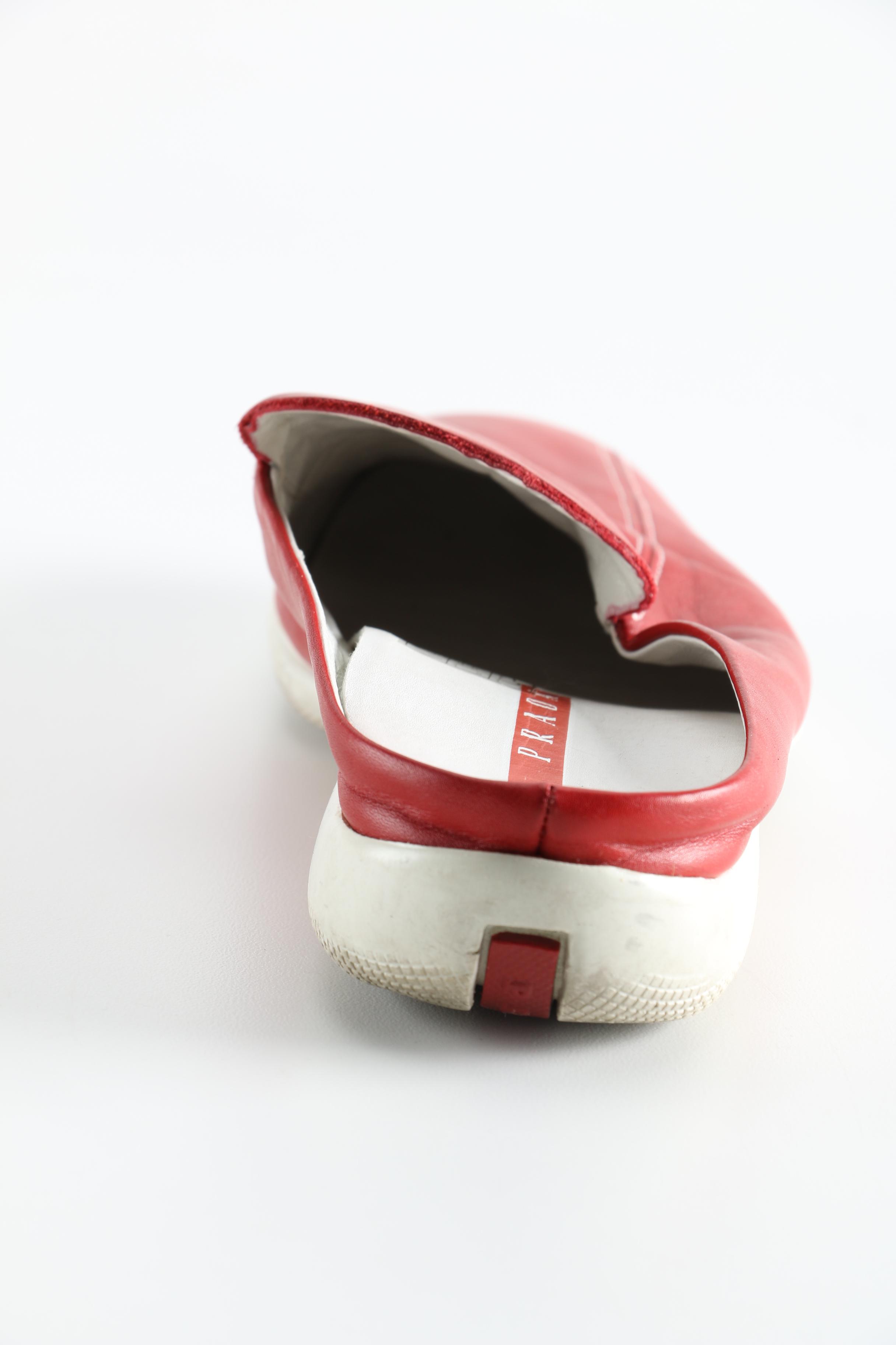 Prada Red Leather Mules