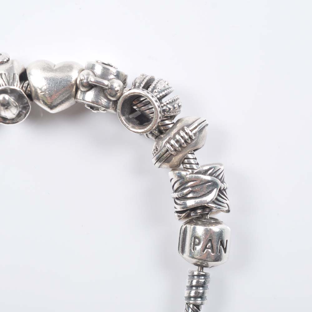 Sterling Silver Pandora Charm Bracelet