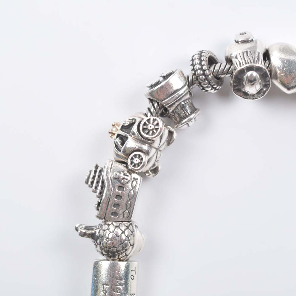 Sterling Silver Pandora Charm Bracelet