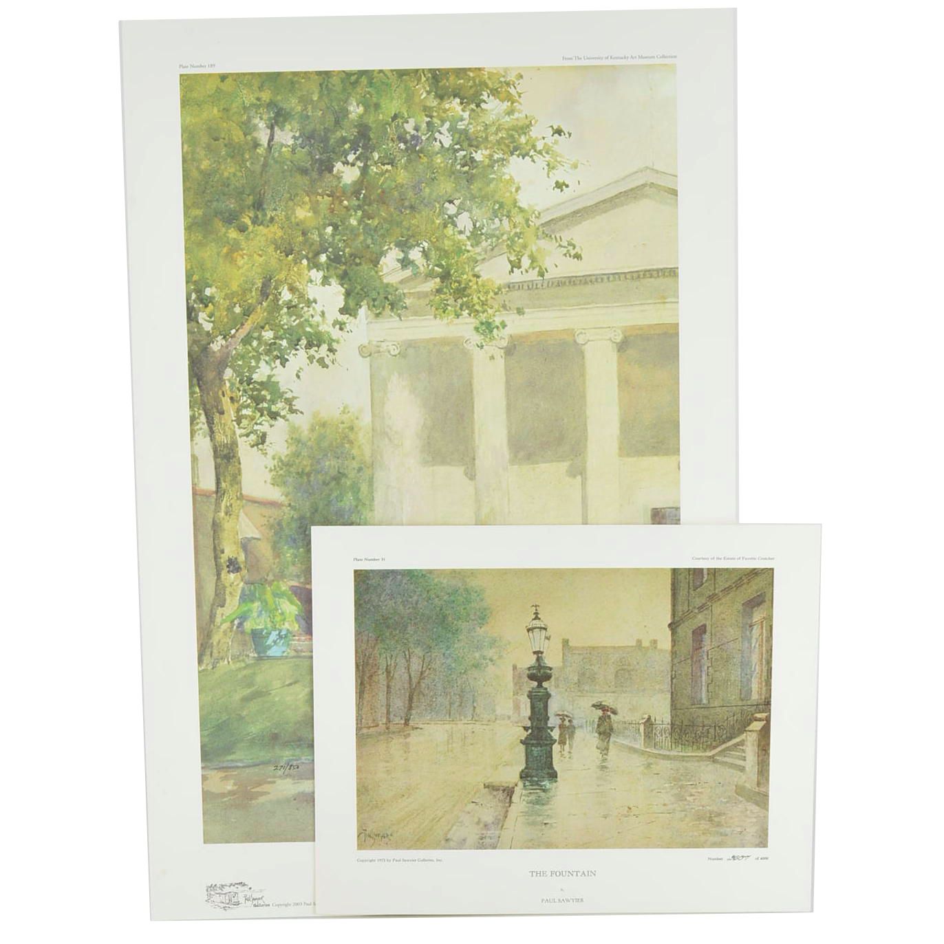 Paul Sawyier Limited Edition Prints "The Fountain," and "Old Capital Fountain"