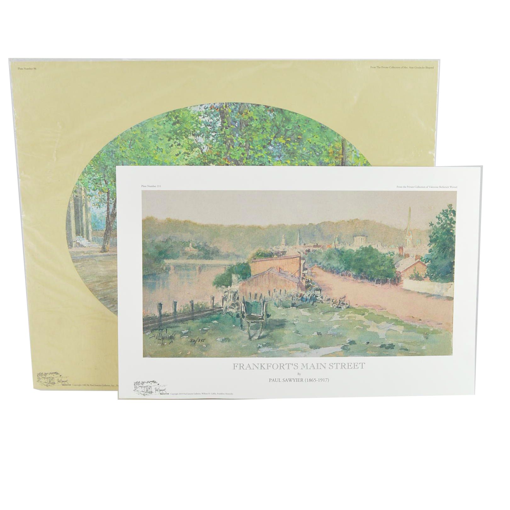 Paul Sawyier Limited Edition Prints "Frankfort's Main Street," and "Main Street, 1900"
