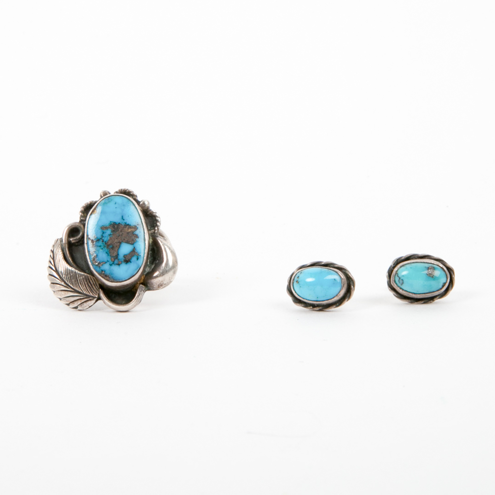 McGee's Scottsdale Sterling and Turquoise Ring and Earrings