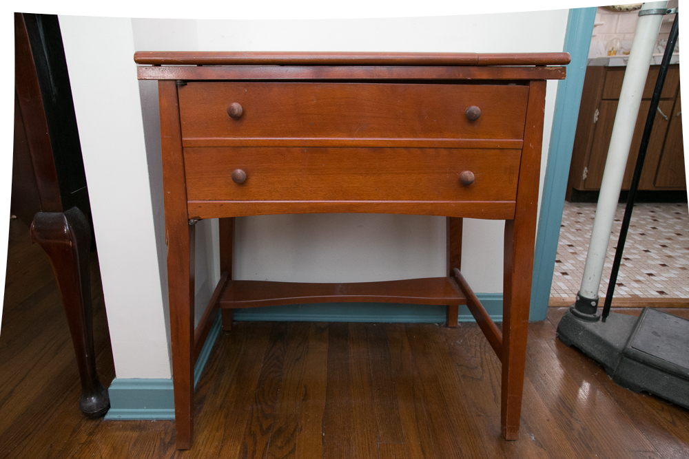 Vintage White Brand Sewing Machine and Cabinet