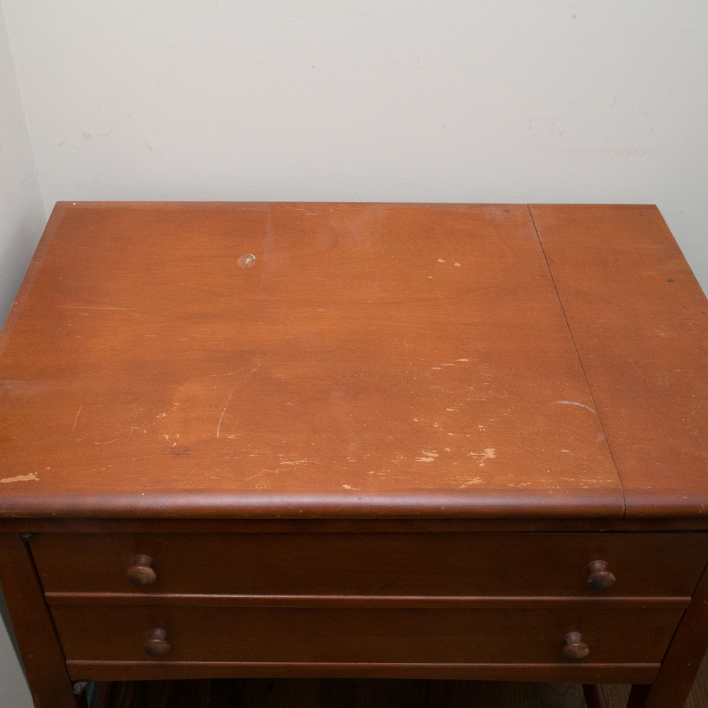 Vintage White Brand Sewing Machine and Cabinet