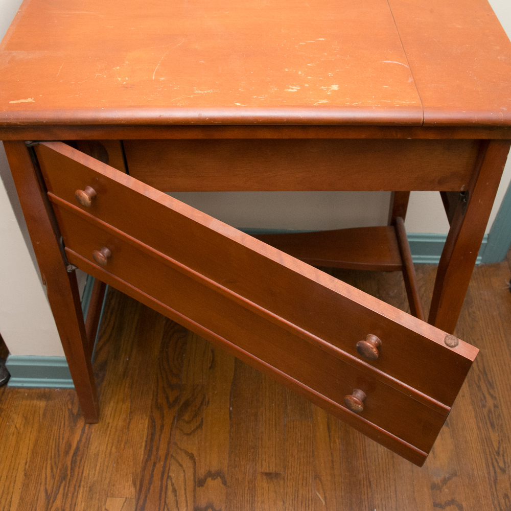 Vintage White Brand Sewing Machine and Cabinet