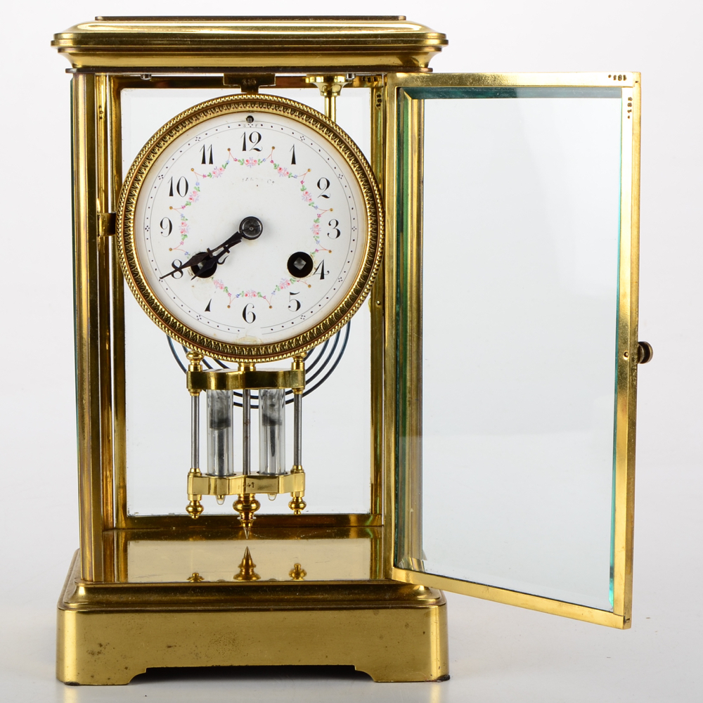 Antique French Couaillet Mantel Clock with Mercury Pendulum