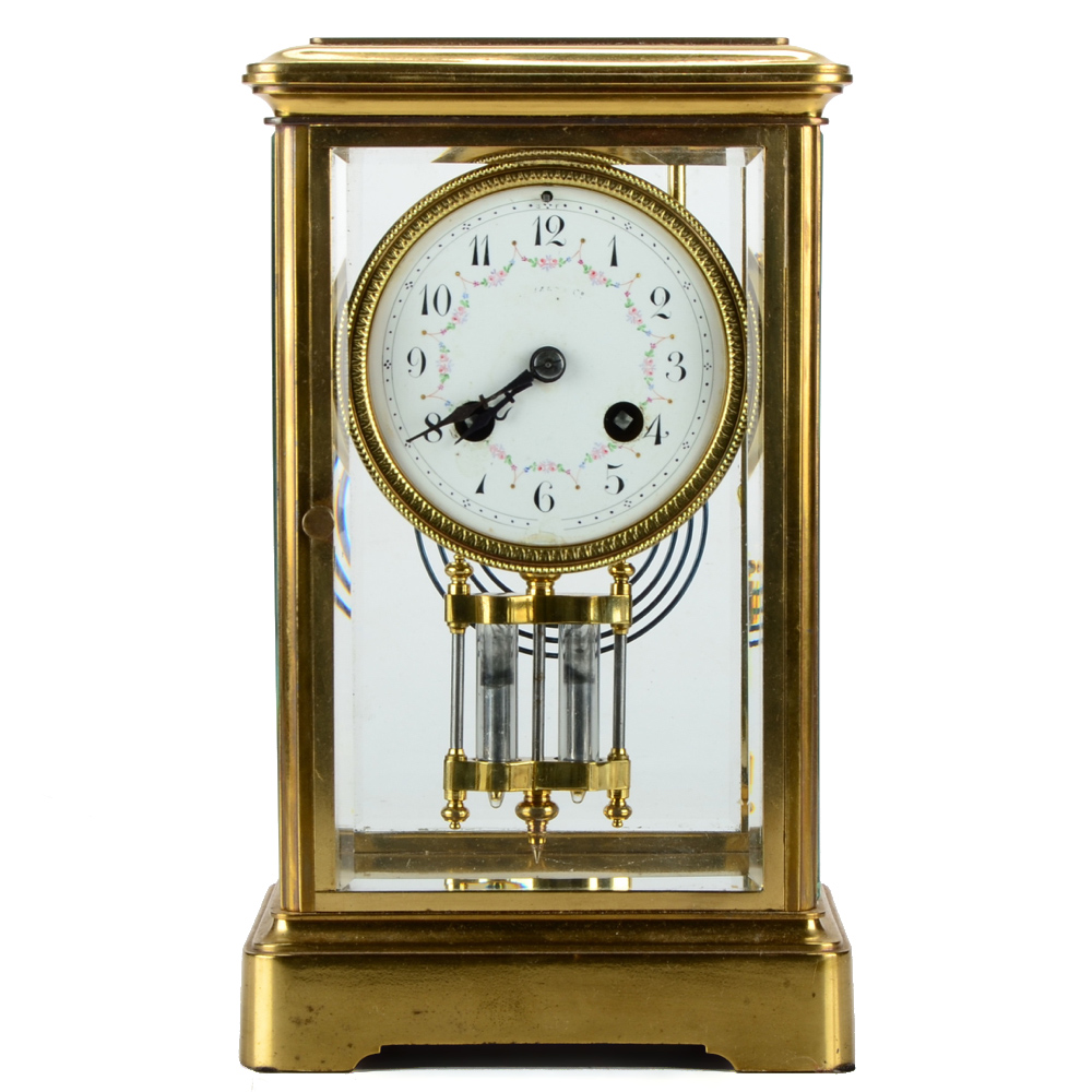 Antique French Couaillet Mantel Clock with Mercury Pendulum