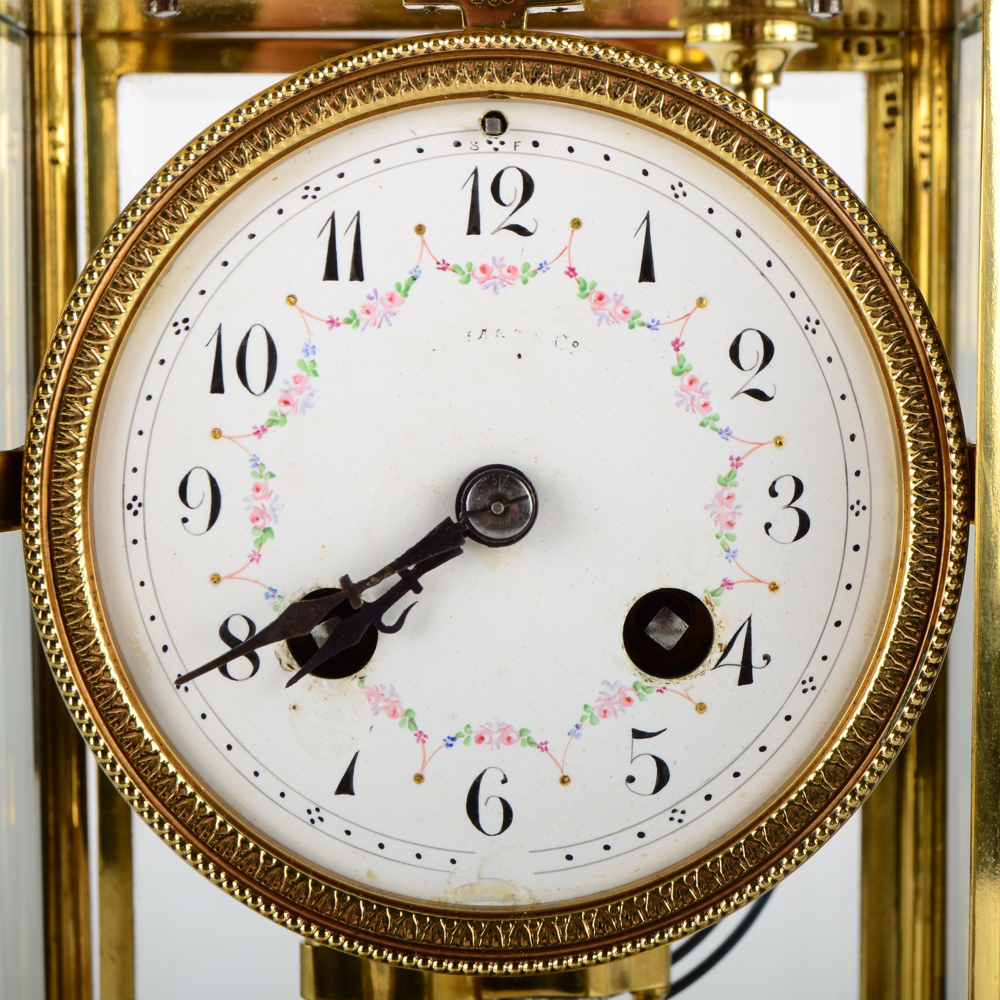 Antique French Couaillet Mantel Clock with Mercury Pendulum