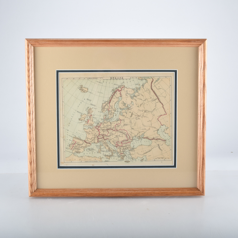 Antique 1867 Original Map of Europe